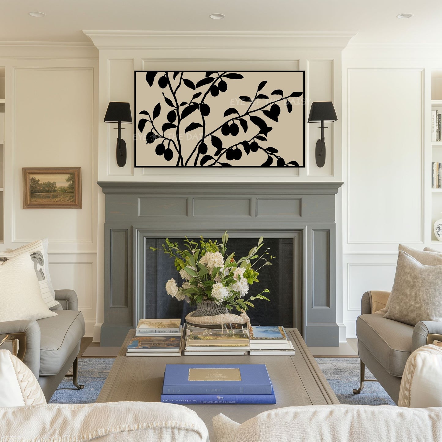 Black Beige Minimal Olive Tree TV Art 4K | Boho Abstract Botanical 4K TV Screen Art