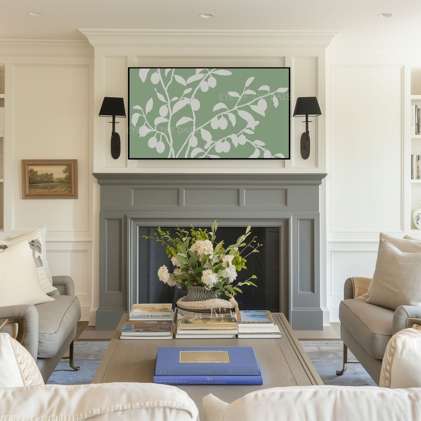 Sage Green Olive Tree 4K Art for TV Screen | Minimal Botanical TV Art 4K