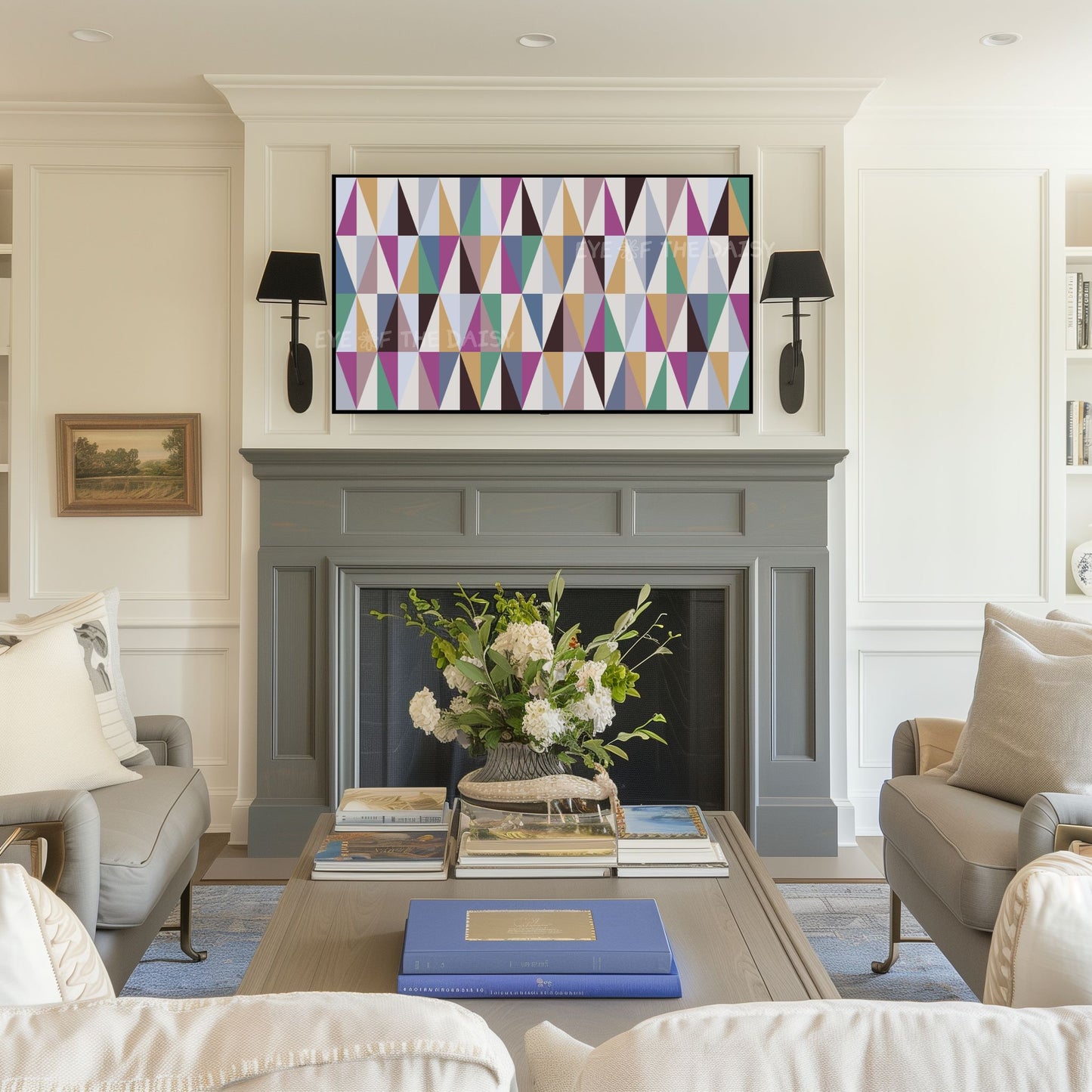 Purple Green Gold Blue Geometric Abstract 4K TV Art | Contemporary TV Artwork 4K