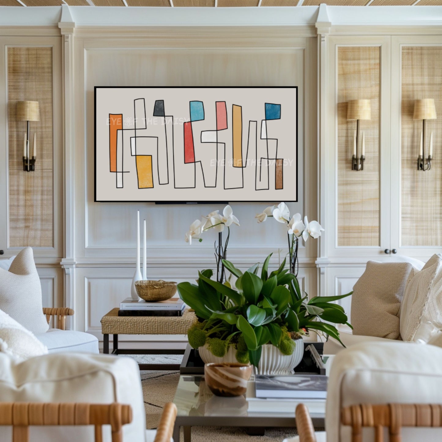 Mid Century Modern Abstract 4K TV Art | Contemporary Line Art for TV Screen