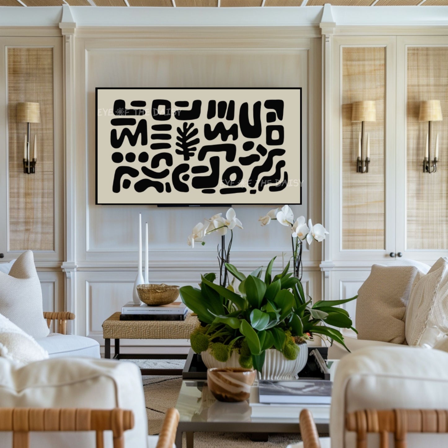 Black Abstract Shapes 4K TV Art | Neutral Modern Cut-Outs TV Artwork 4K