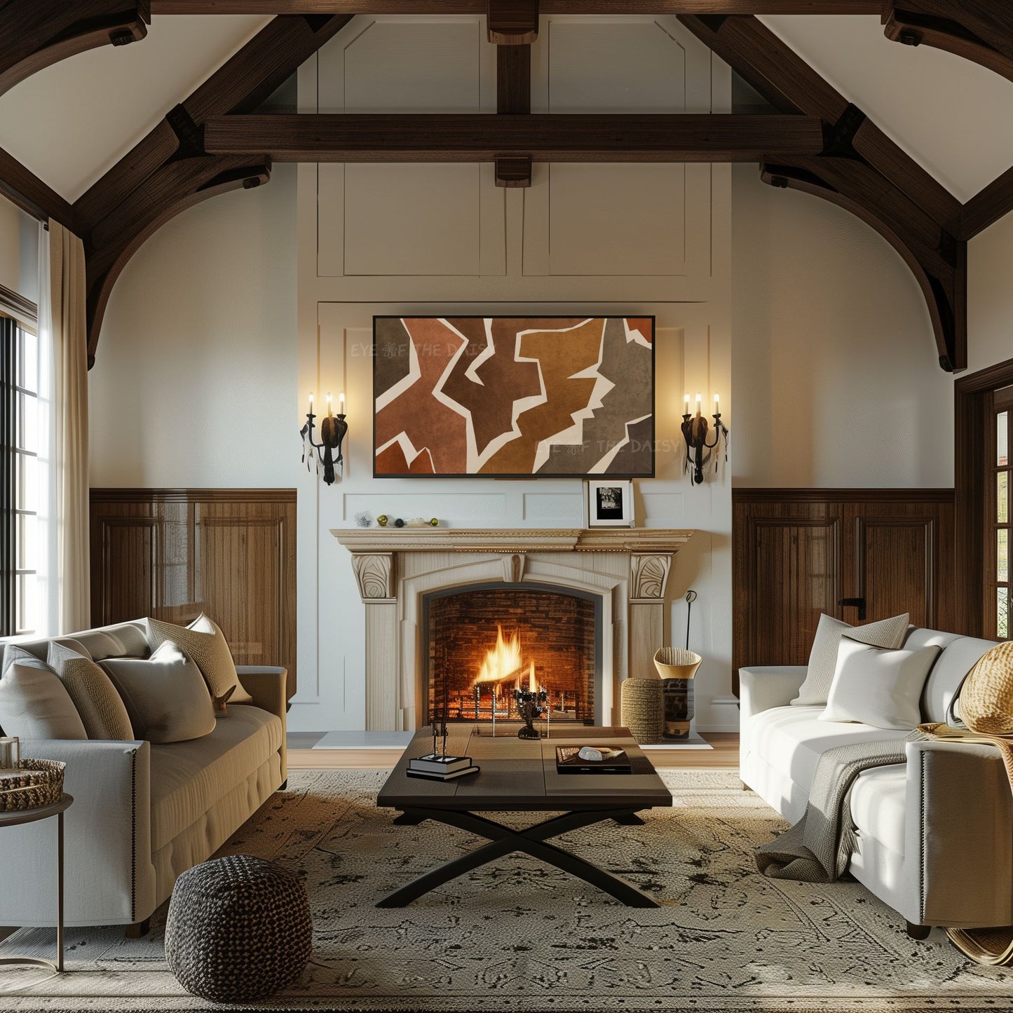 Brown Tan Grey Boho Abstract 4K TV Art | Geometric Animal Print Art for TV Screen