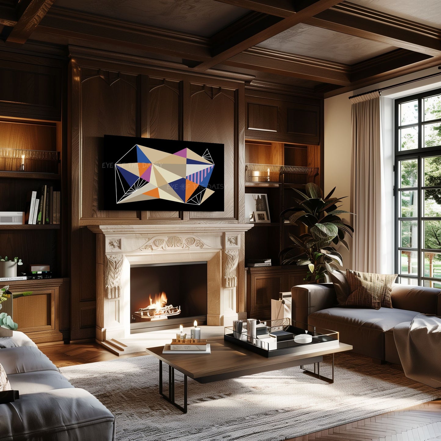 Black Orange Purple Blue Contemporary Abstract 4K TV Art | Mid Century Modern TV Art 4K