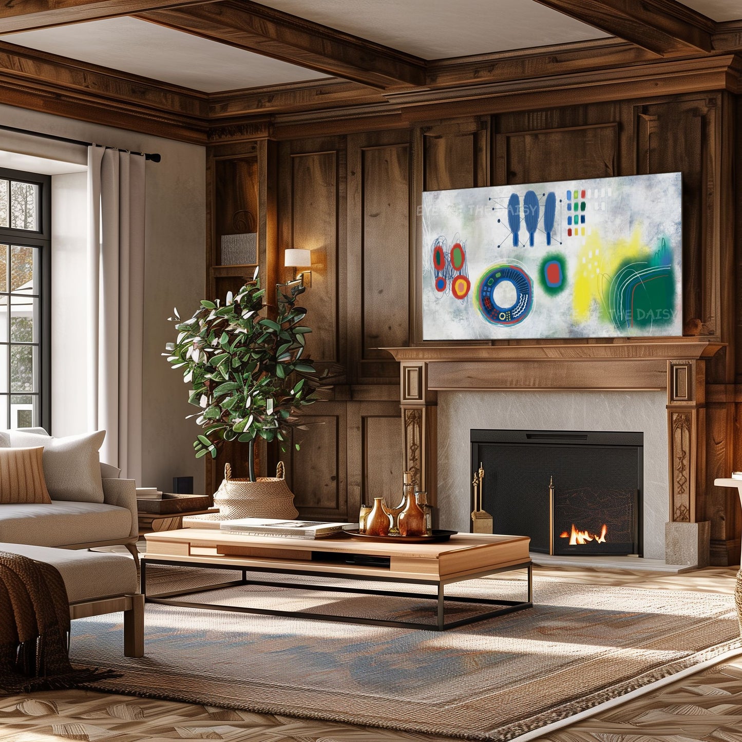 Green Yellow Blue Red Contemporary Abstract 4K TV Art | Quirky Modern TV Art 4K