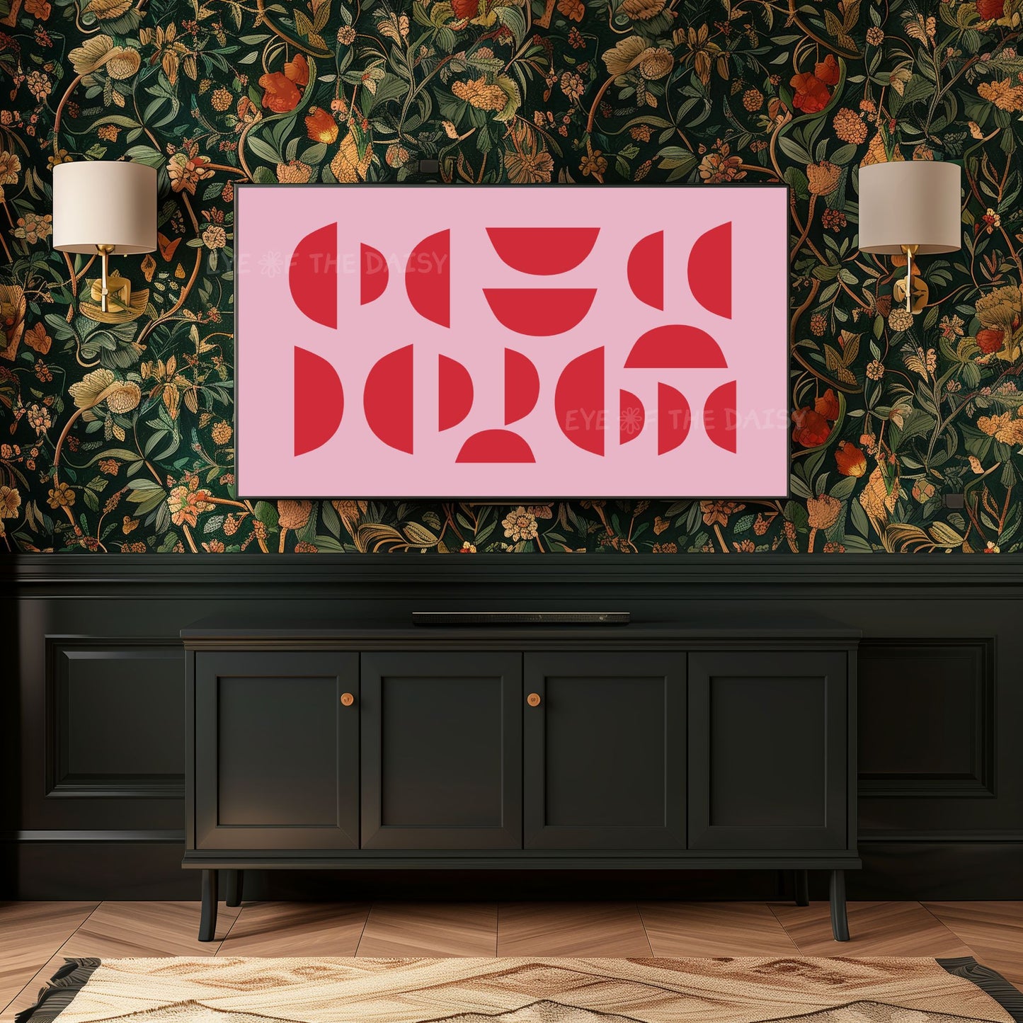 Red & Pink Semi-Circles Abstract 4K TV Art | Geometric Mid Century Modern TV Art 4K