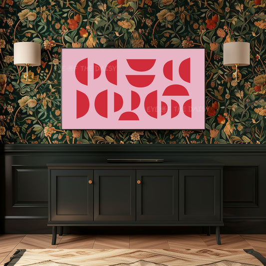 Red & Pink Semi-Circles Abstract 4K TV Art | Geometric Mid Century Modern TV Art 4K