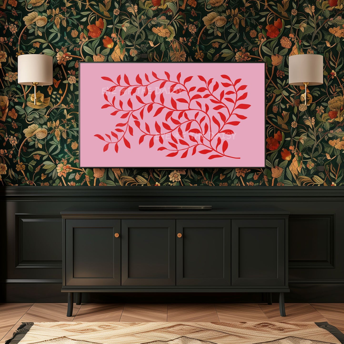 Pink Red Abstract Leaf 4K TV Art | Vibrant Maximalist Botanical Art for TV Screen