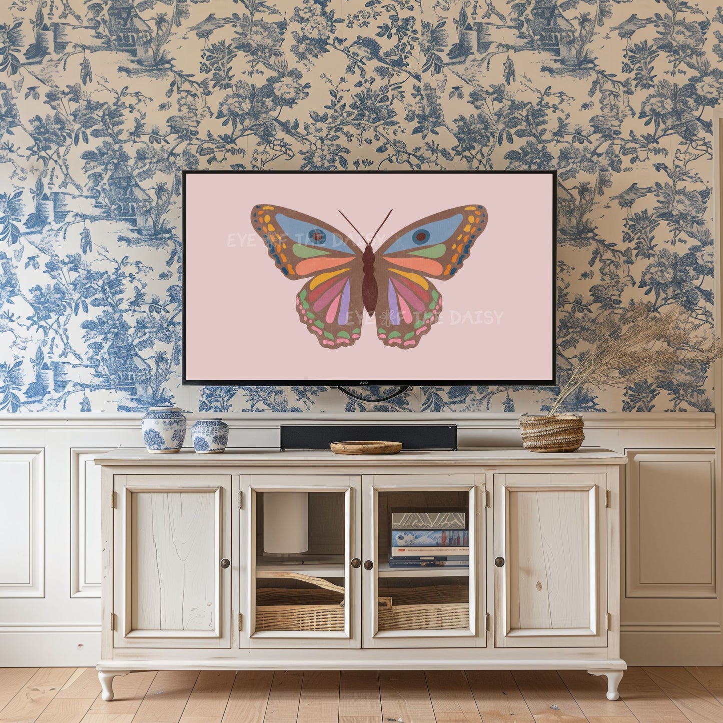 Abstract Butterfly 4K TV Art |  Blush Pink Eclectic Boho Butterfly Art for TV Screen