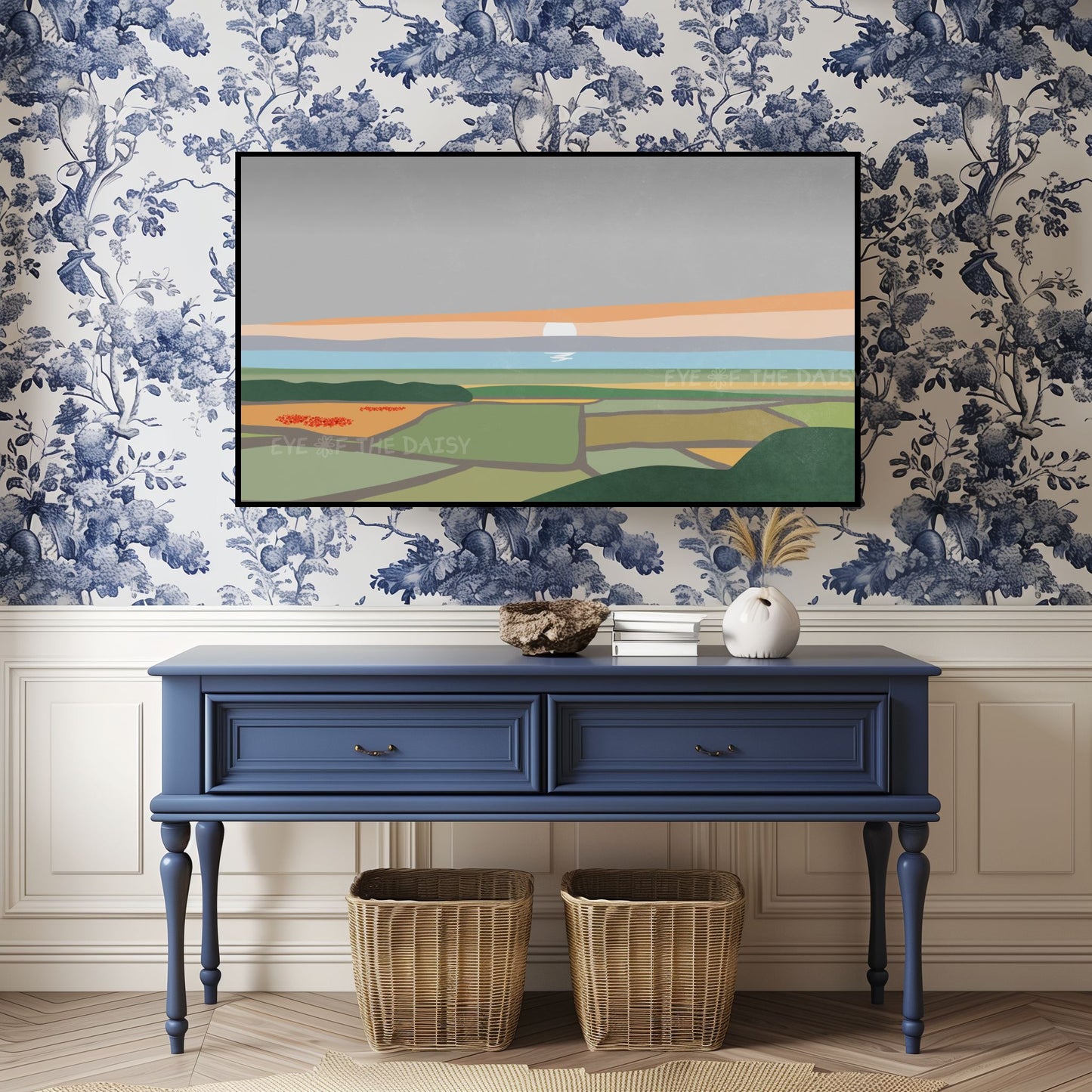 Minimal Abstract Landscape 4K TV Art | Poppy Flower Fields Sea Sky TV Art 4K