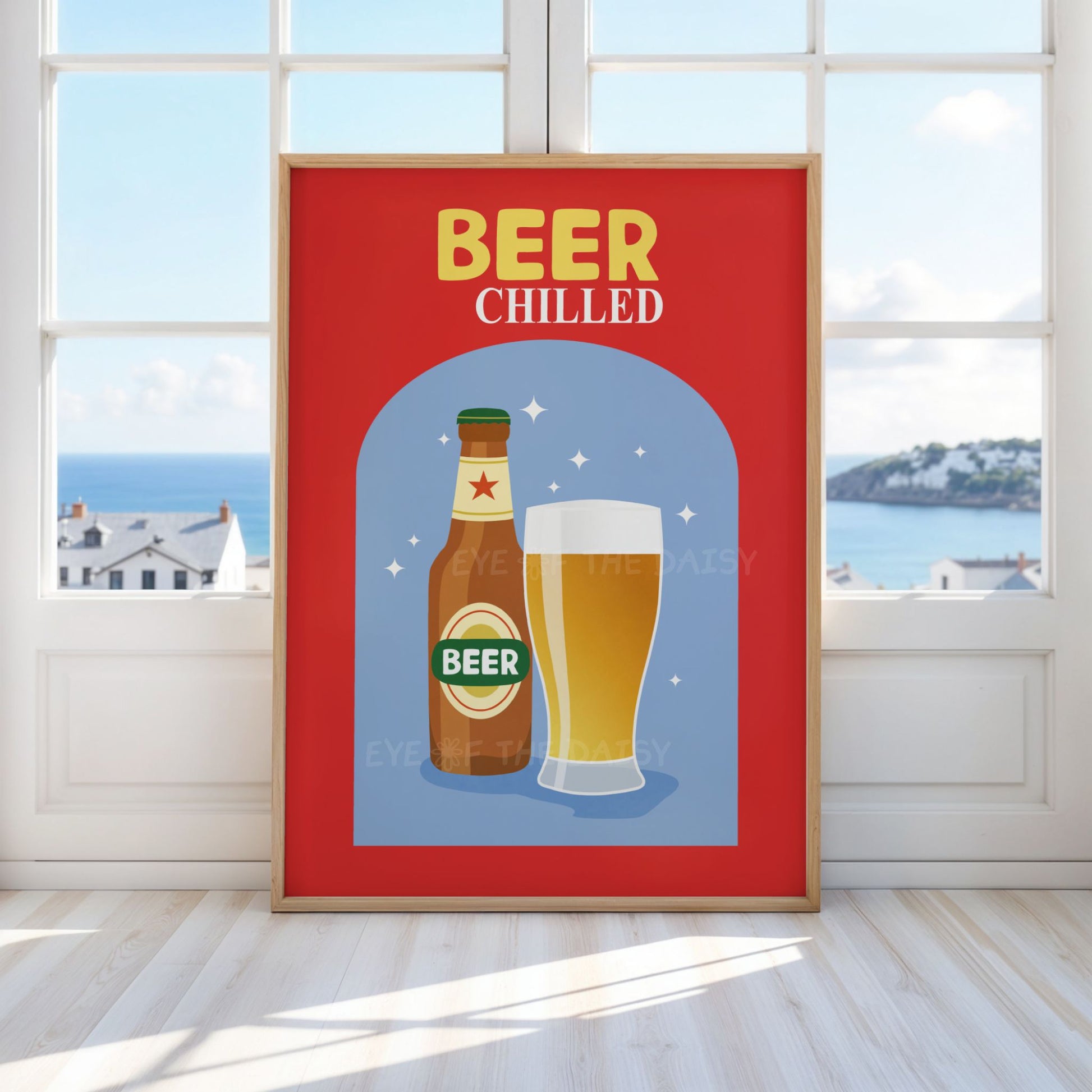 Retro Beer cocktail printable poster – colourful downloadable art perfect for holiday rental wall decor and DIY wall decor
