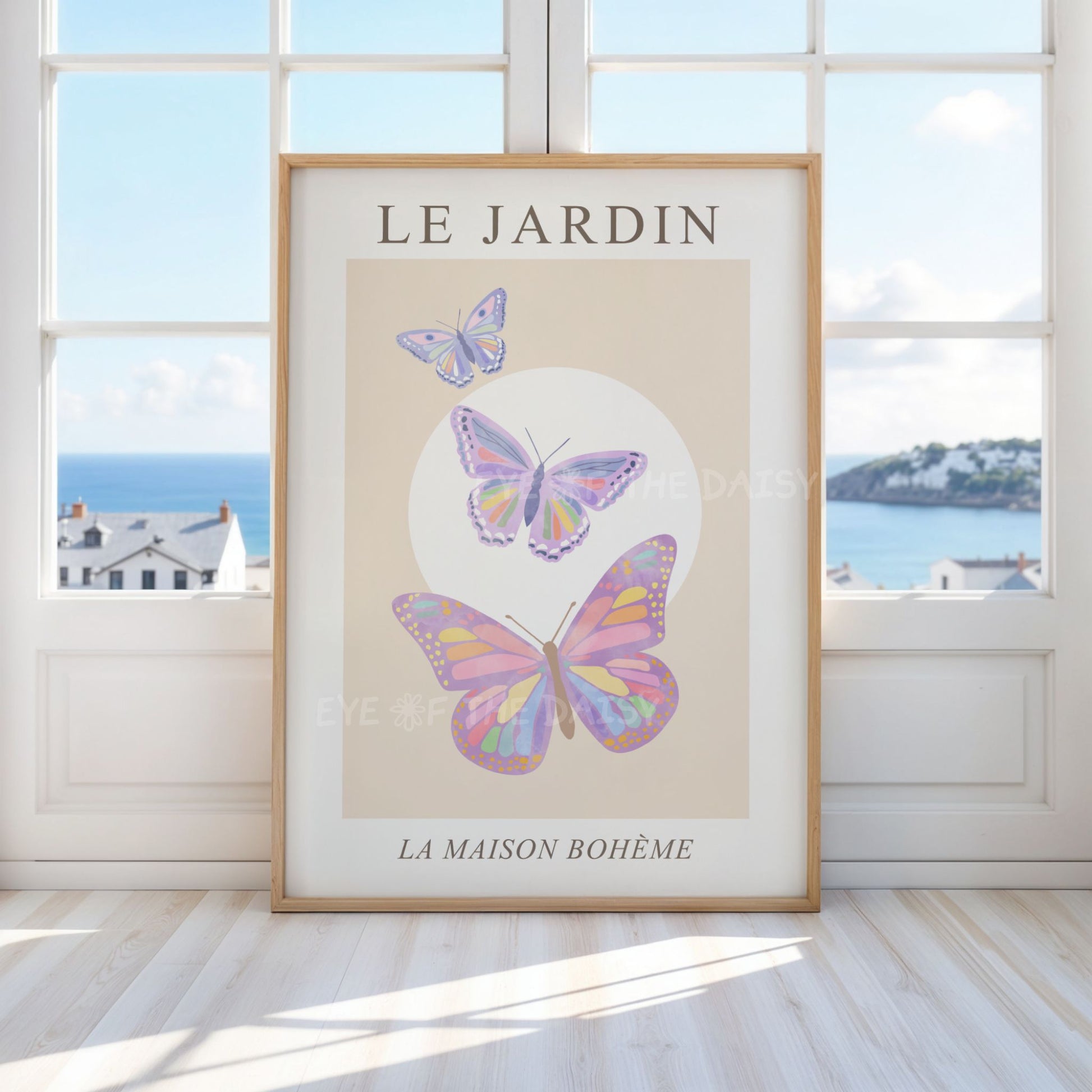Le Jardin digital print set of 2 — pastel botanical wildflower artwork for sophisticated boho living room or contemporary home decor