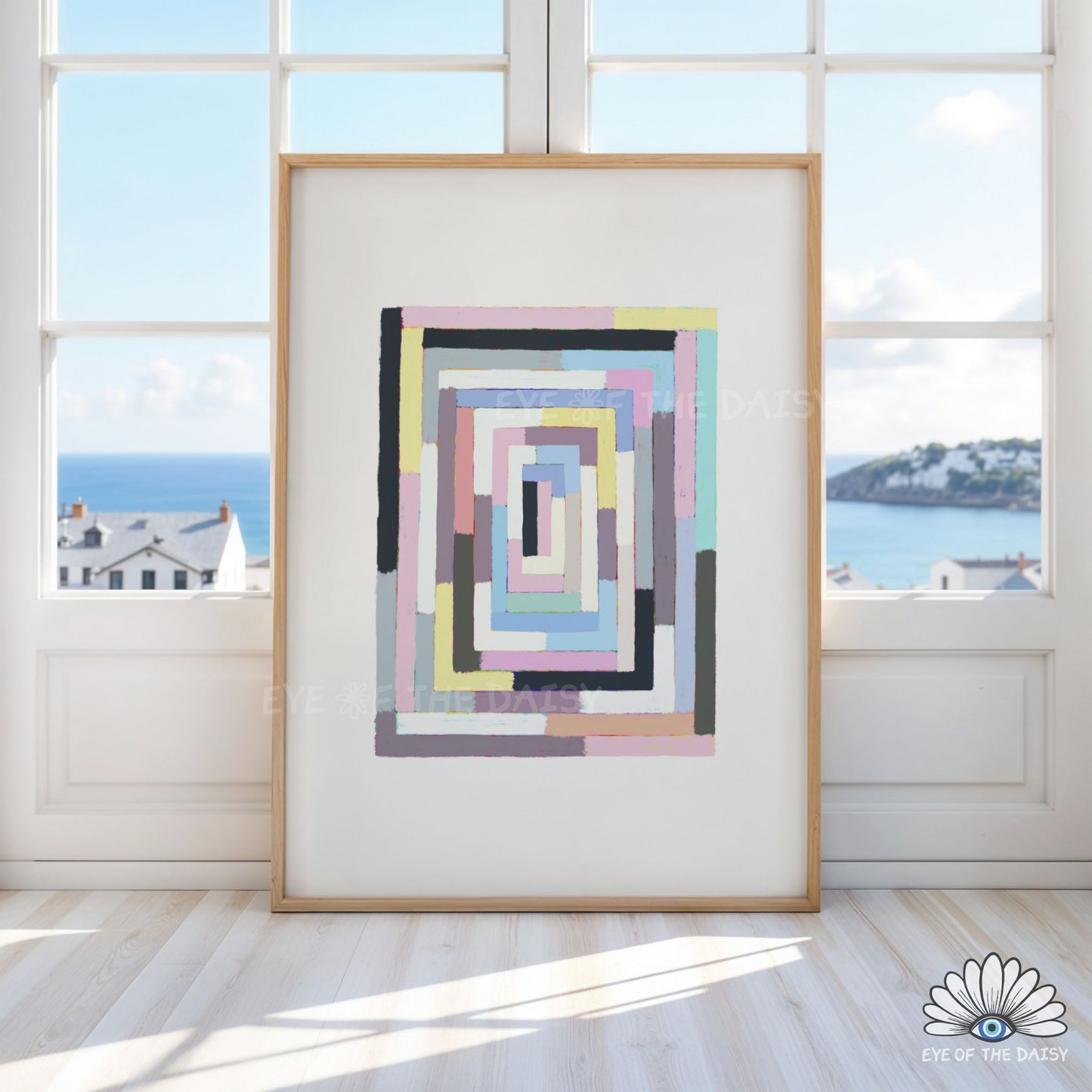 Pastel color block printable art for living room or home office decor, minimal modern abstract poster