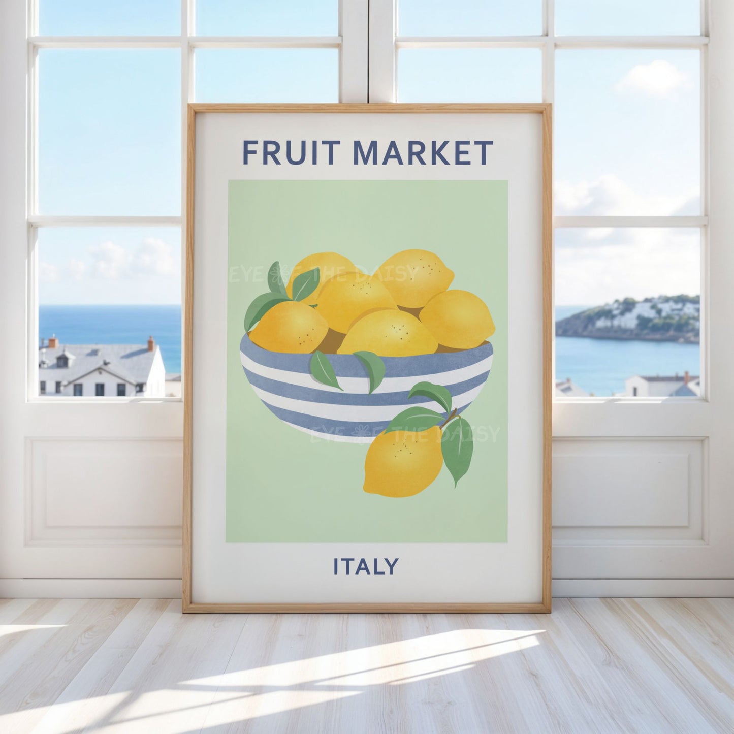 Botanical fruit wall print — Fruit Market Italy lemon and lime digital download for a colourful, sophisticated dining room gallery wall