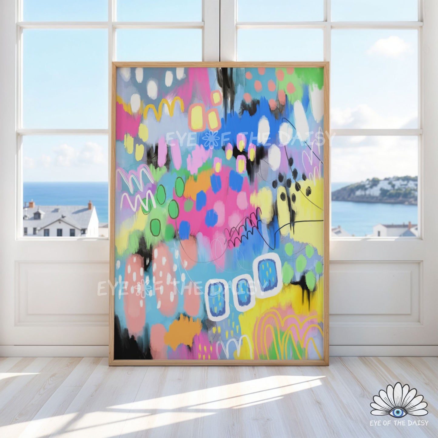Contemporary abstract print digital download, modern textured brushstrokes living room printable wall art