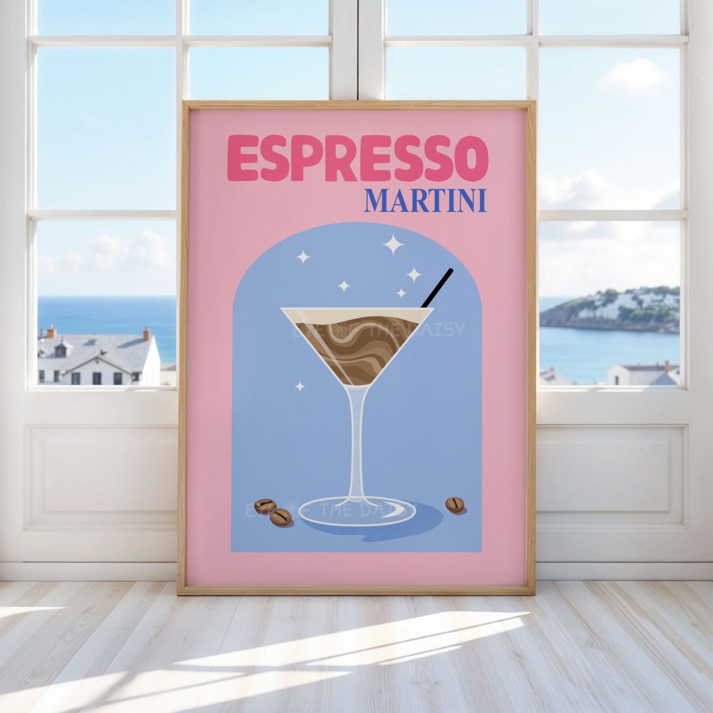 Retro Espresso Martini digital art print in vibrant colours