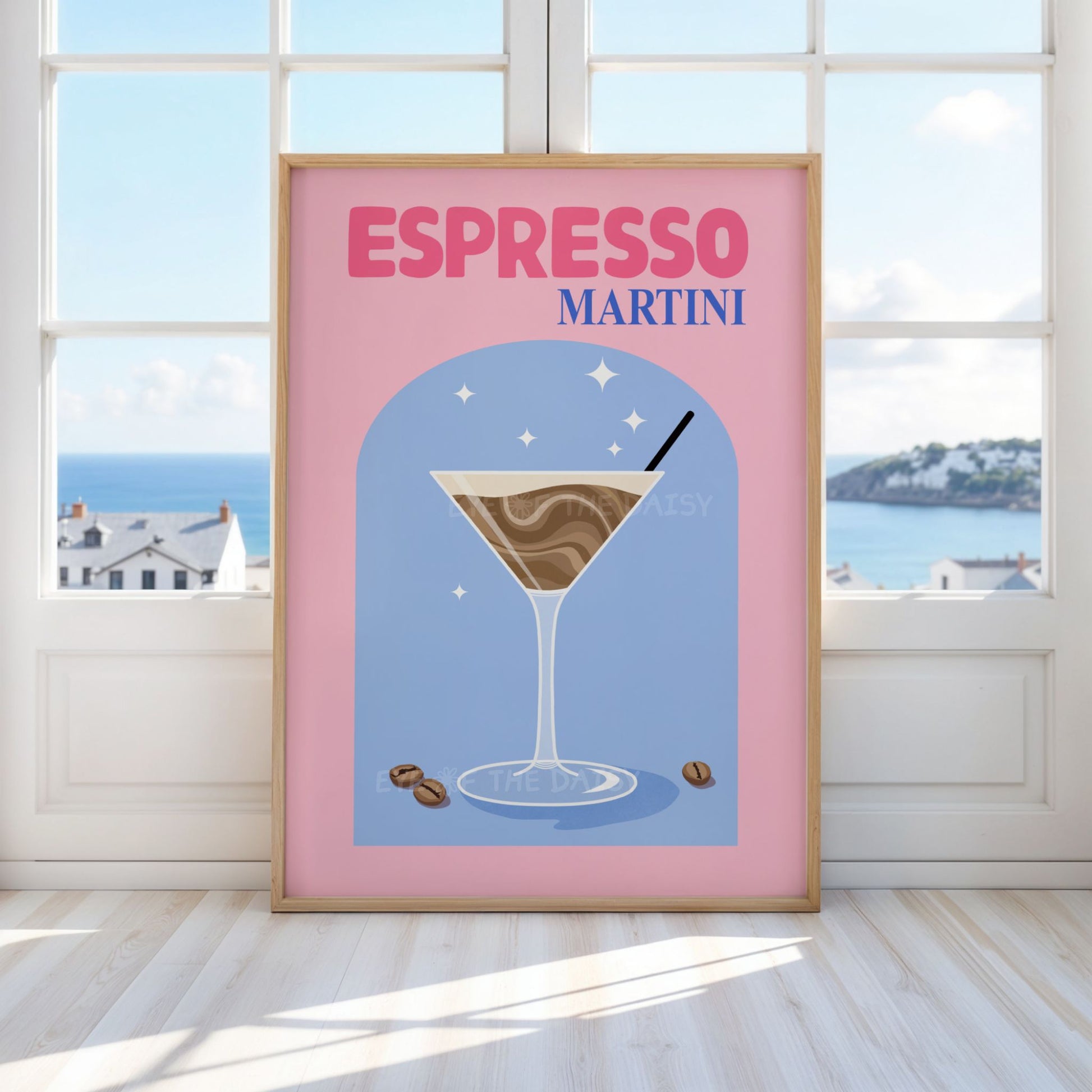 Retro Espresso Martini digital art print in vibrant colours