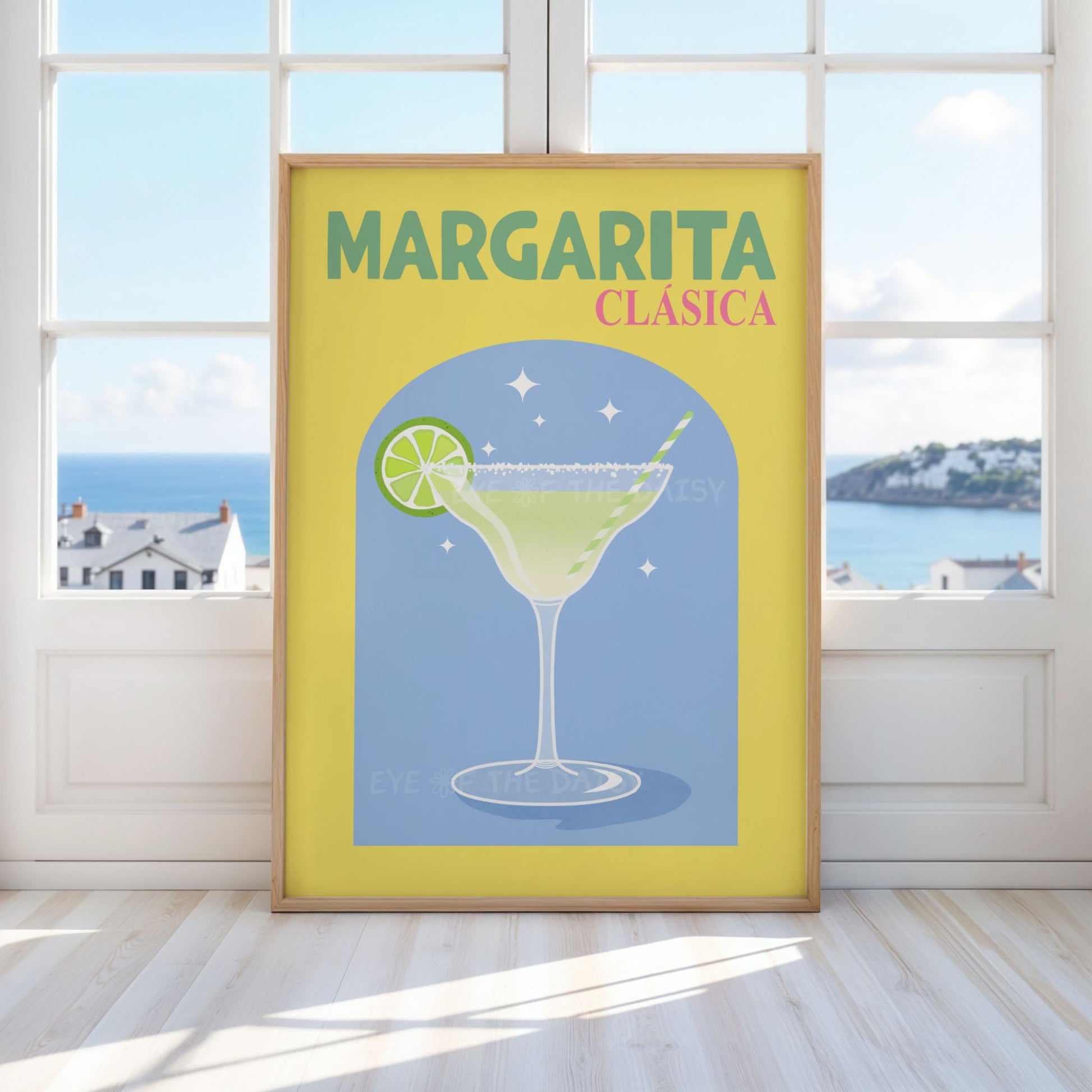 Margarita cocktail print in bold retro style, printable wall art for home bar or kitchen decor, instant digital download drink poster
