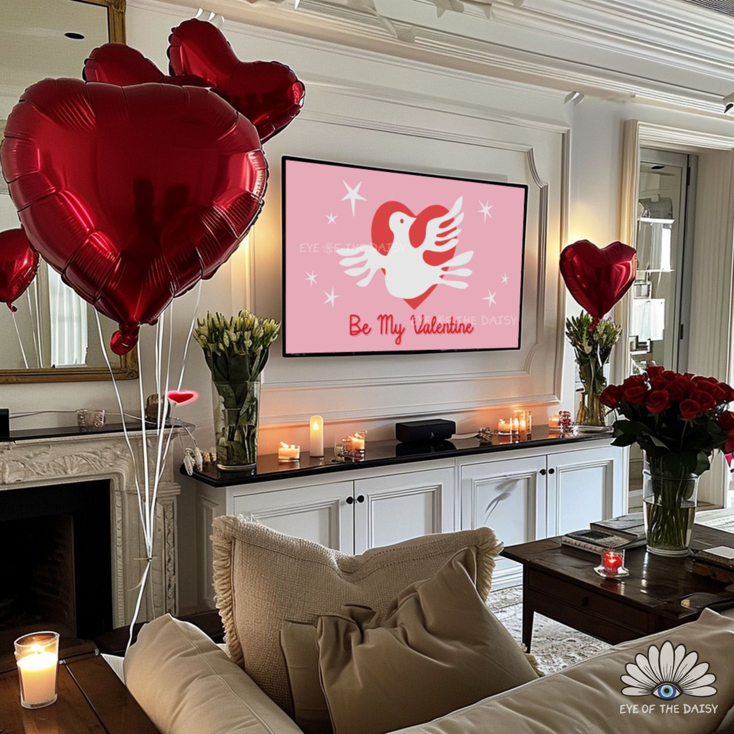 Dopamine decor Valentine TV screensaver in 4K, joyful abstract art for creative homes