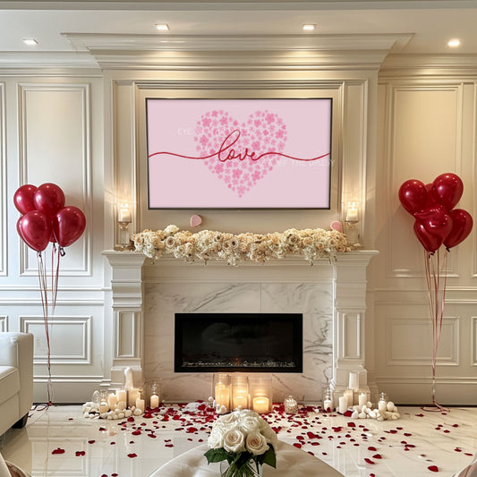 Pink Red Love Typography 4K TV Art | Floral Romantic Phrase 4K Art for TV Screen