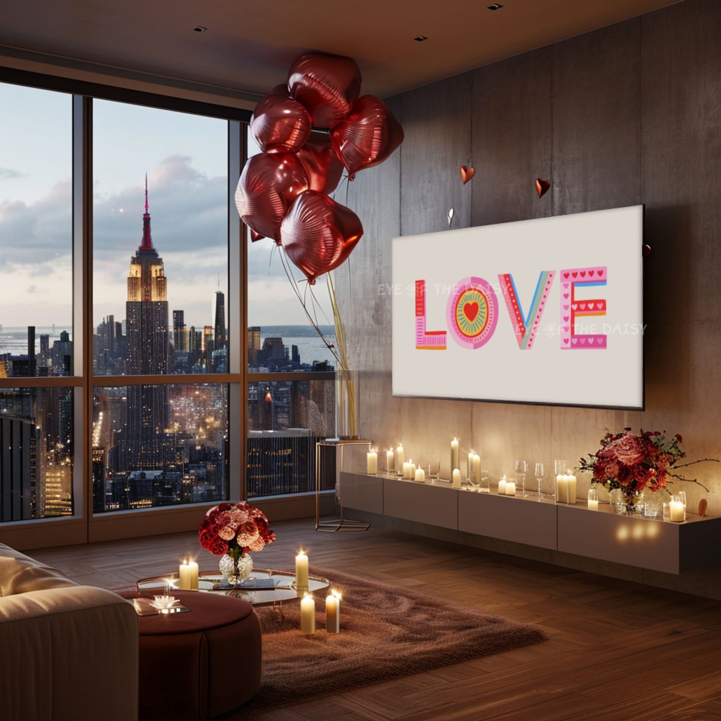 Quirky Love Typography 4K TV Art | Colourful Valentine's Day Art for TV Screen
