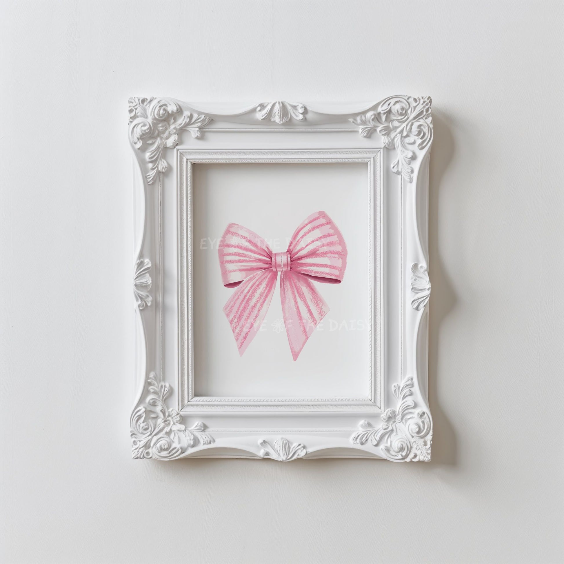 Printable coquette bow art set – pastel pink watercolor ribbons in vintage style, gallery wall decor for trendy dorm or apartment