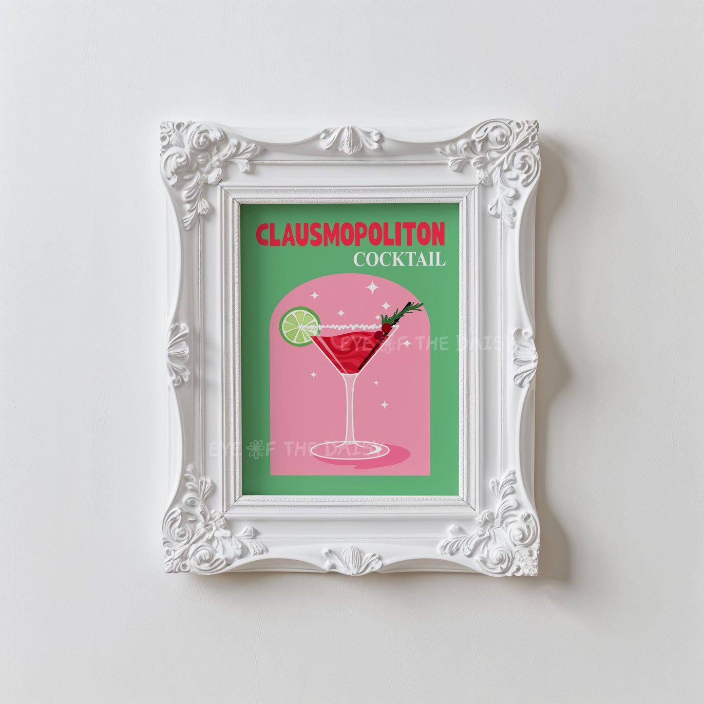 Holiday Drink Print Digital Download | Retro Christmas Cocktail Printable Wall Art
