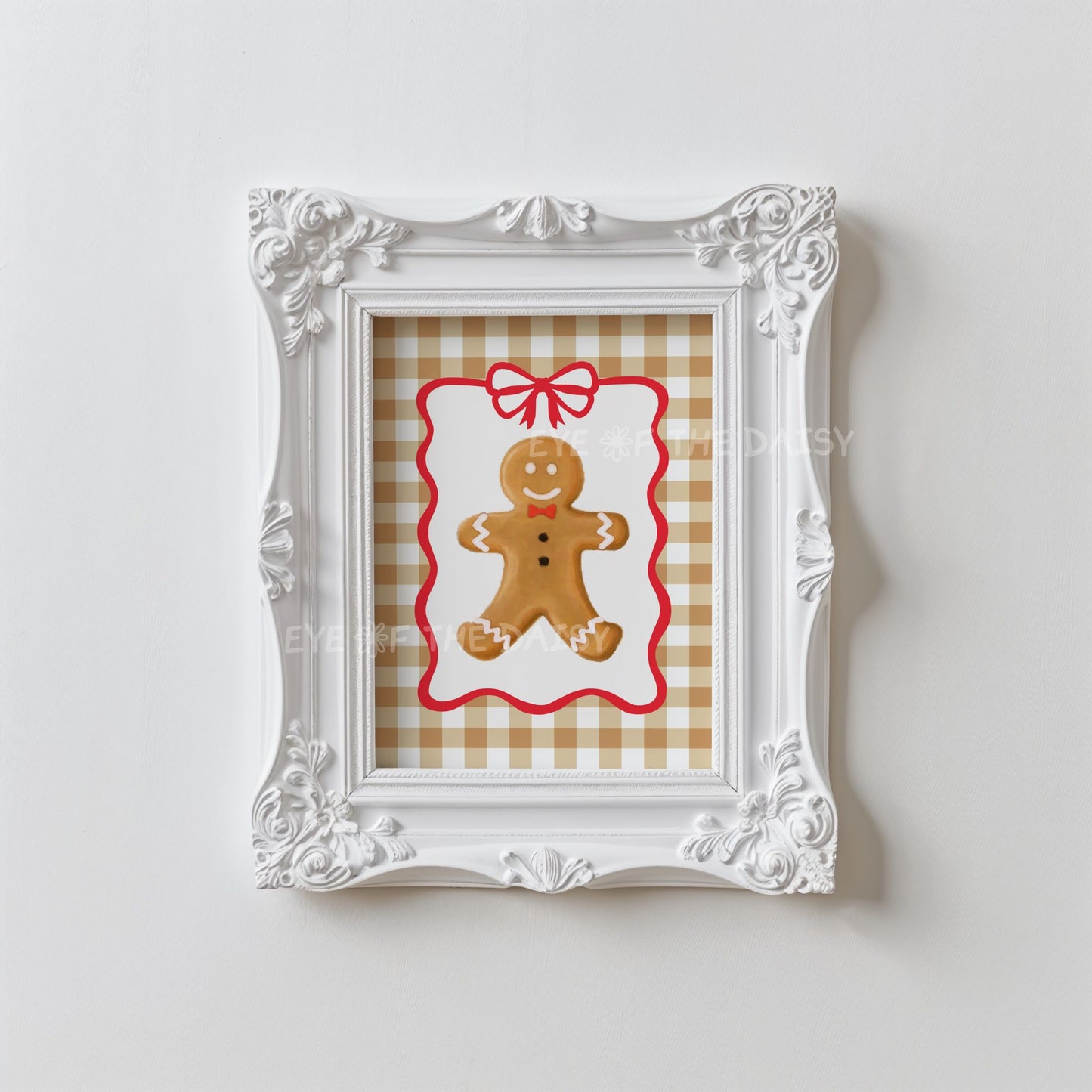 Cute Gingerbread Man Print Digital Download | Check Vintage Holiday Printable Wall Art