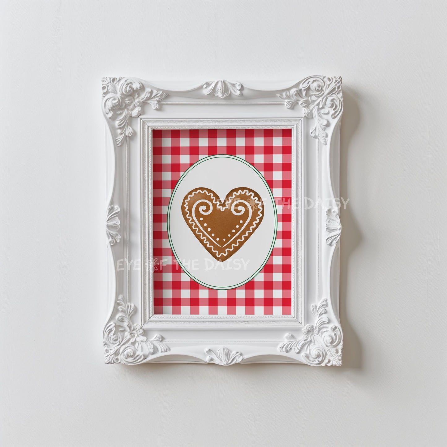Gingerbread Heart Cookie Print Digital Download | Vintage Holiday Printable Wall Art