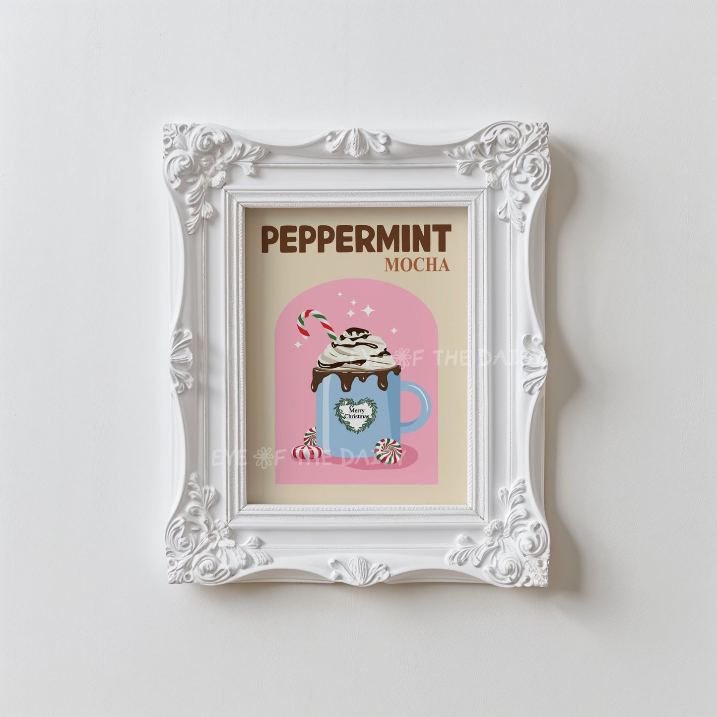 Peppermint Mocha Print Digital Download | Holiday Drink Cocoa Station Printable Wall Art