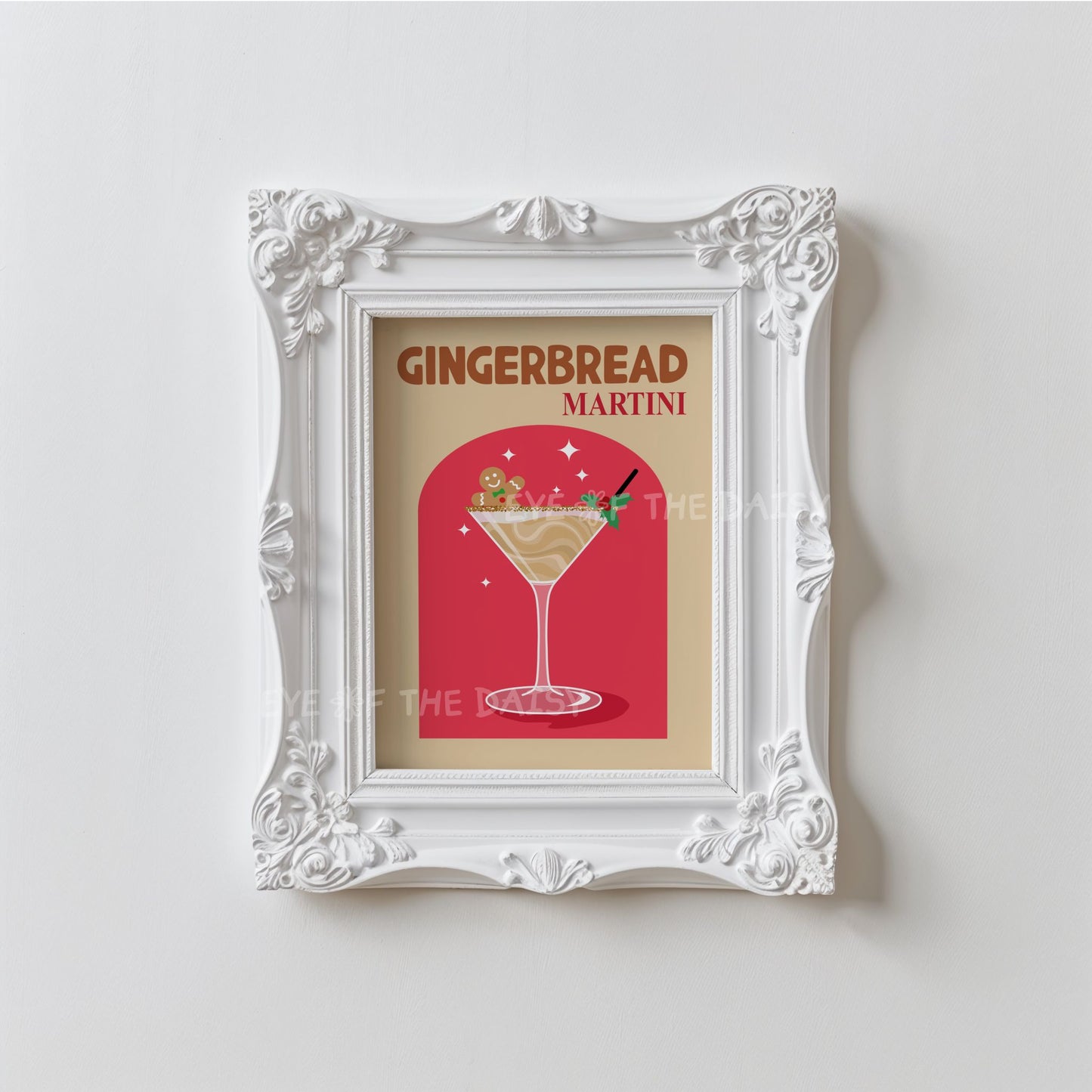 Gingerbread Martini Print Digital Download | Retro Christmas Cocktail Printable Wall Art
