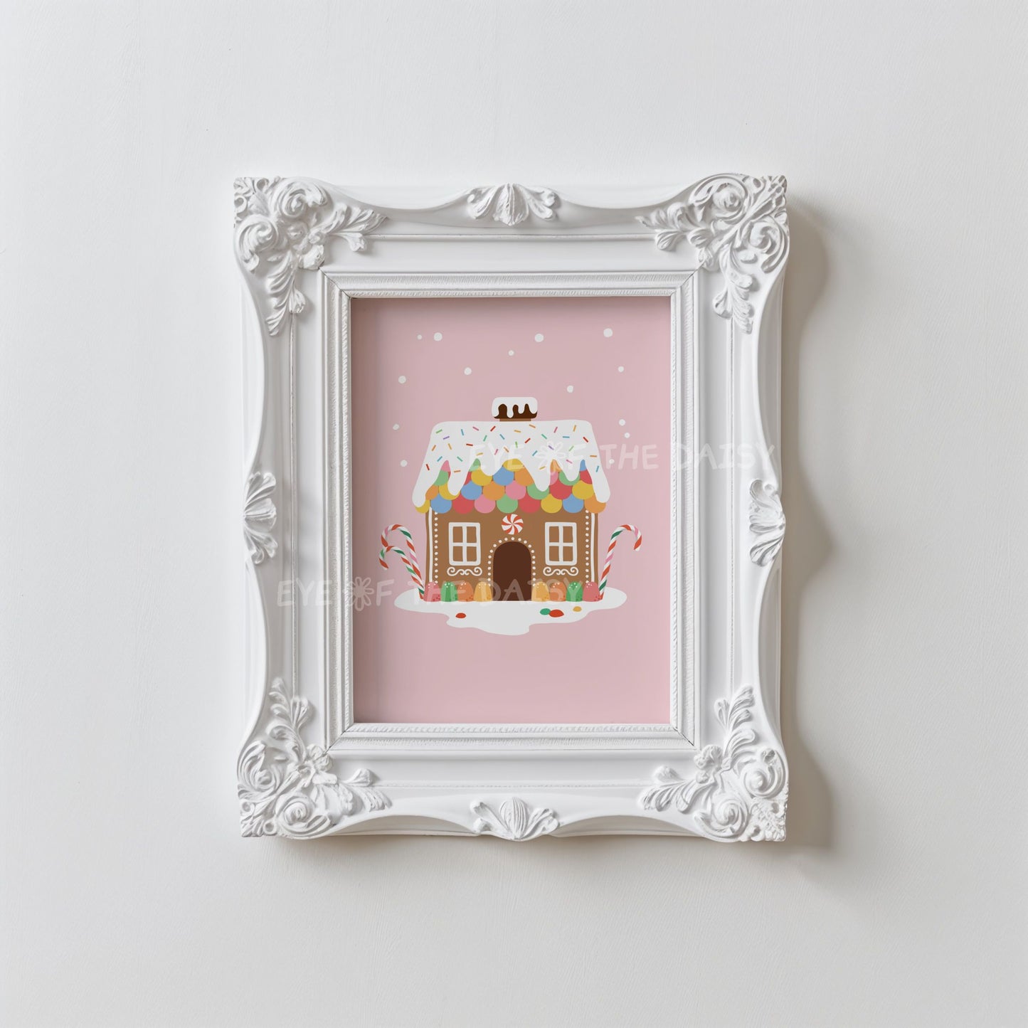 Set of 3 Gingerbread House Prints Digital Download | Pink Christmas Printable Wall Art