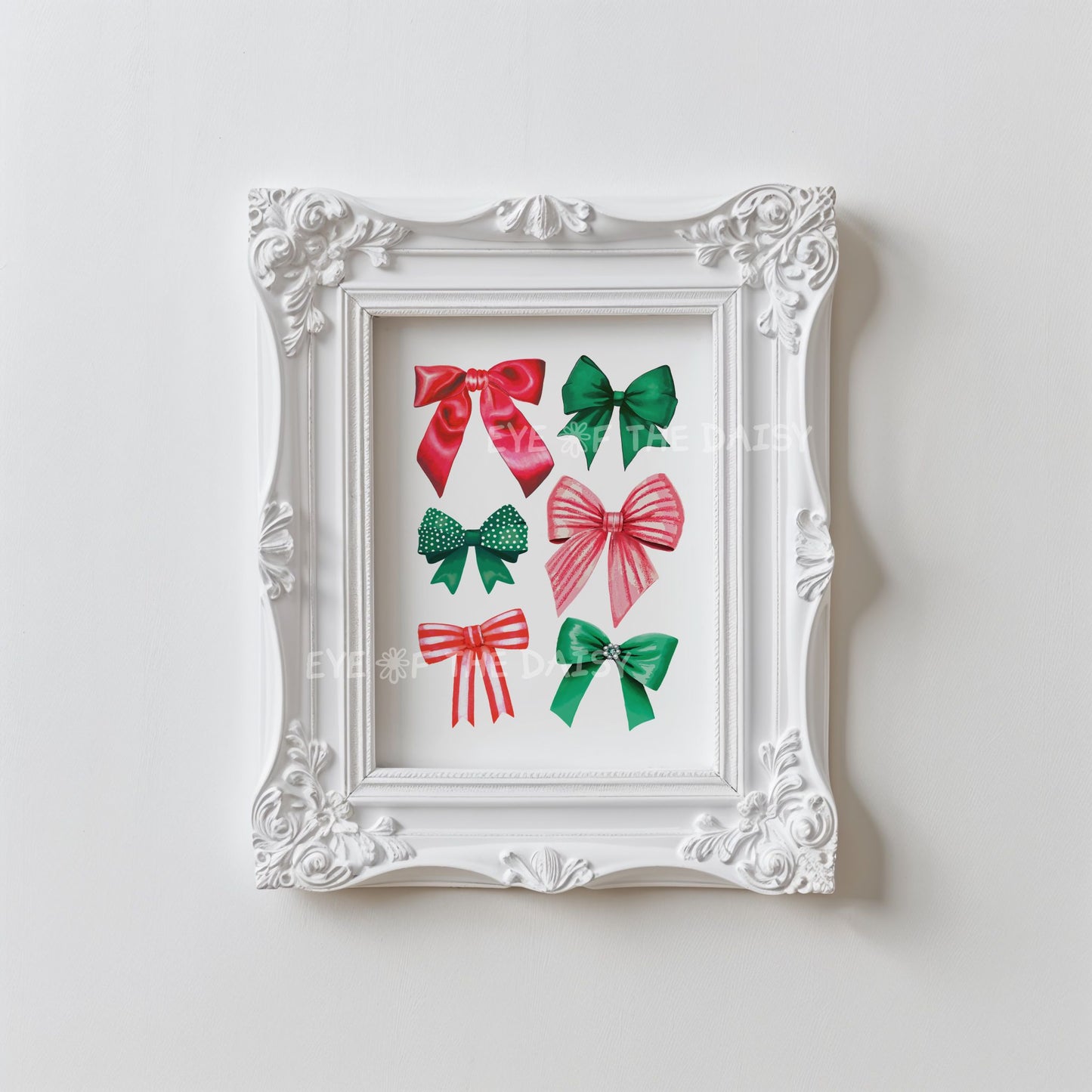 Christmas Bows Print Digital Download | Traditional Holiday Ribbons Printable Wall Art