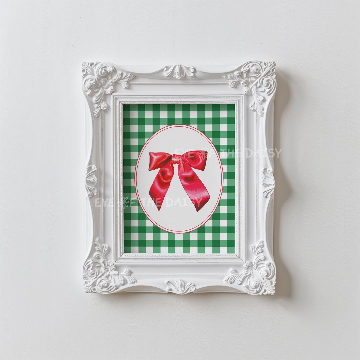 Vintage Christmas Bow Print Digital Download | Traditional Holiday Printable Wall Art