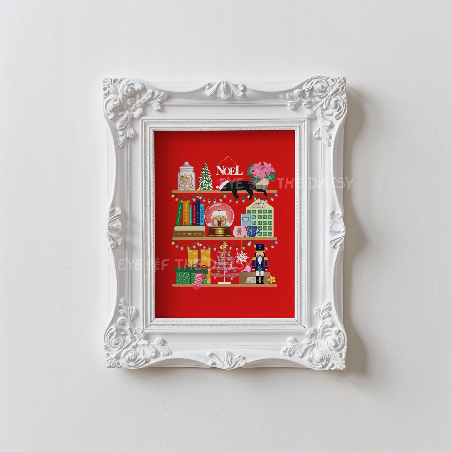 Christmas Shelf Print Digital Download | Maximalist Holiday Printable Wall Art