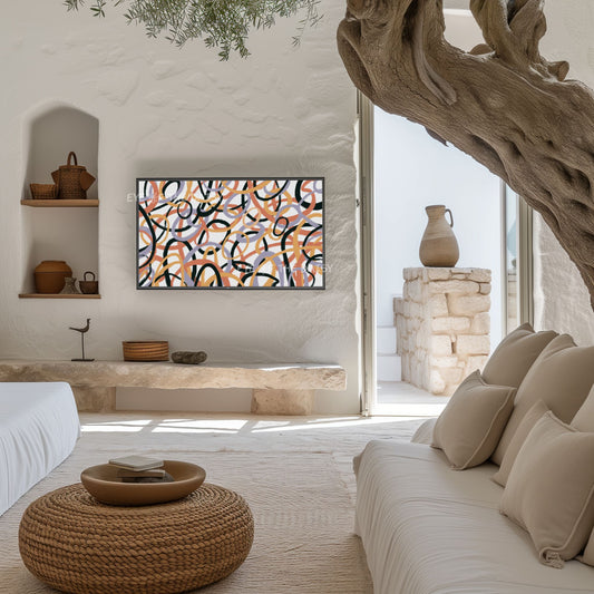 Brown Beige Black Contemporary Abstract 4K TV Art | Earth Tone Digital Painting 4K TV Art