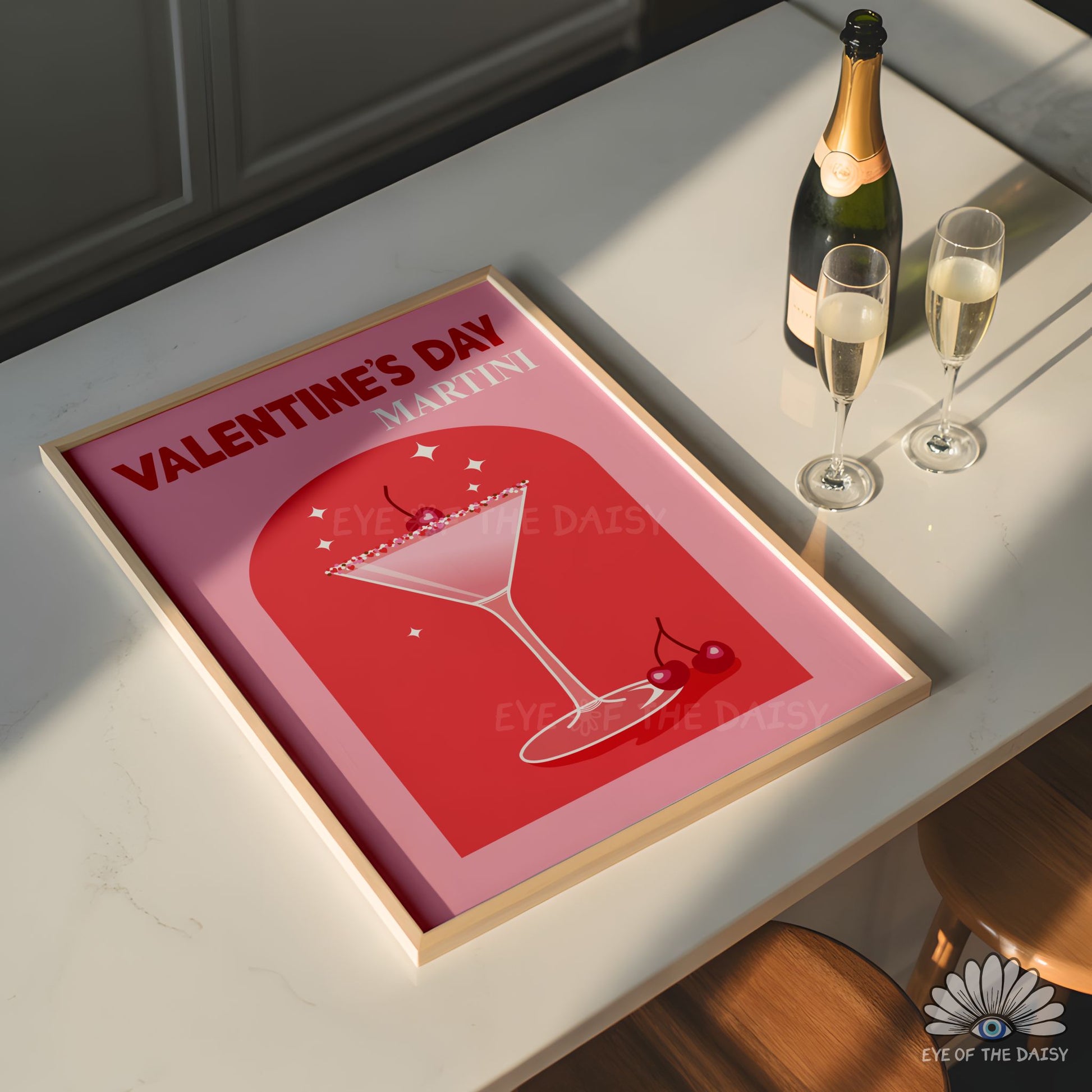 High resolution Valentine’s Day Martini print instant download, vibrant and colorful drinks poster for parties or entertaining spaces