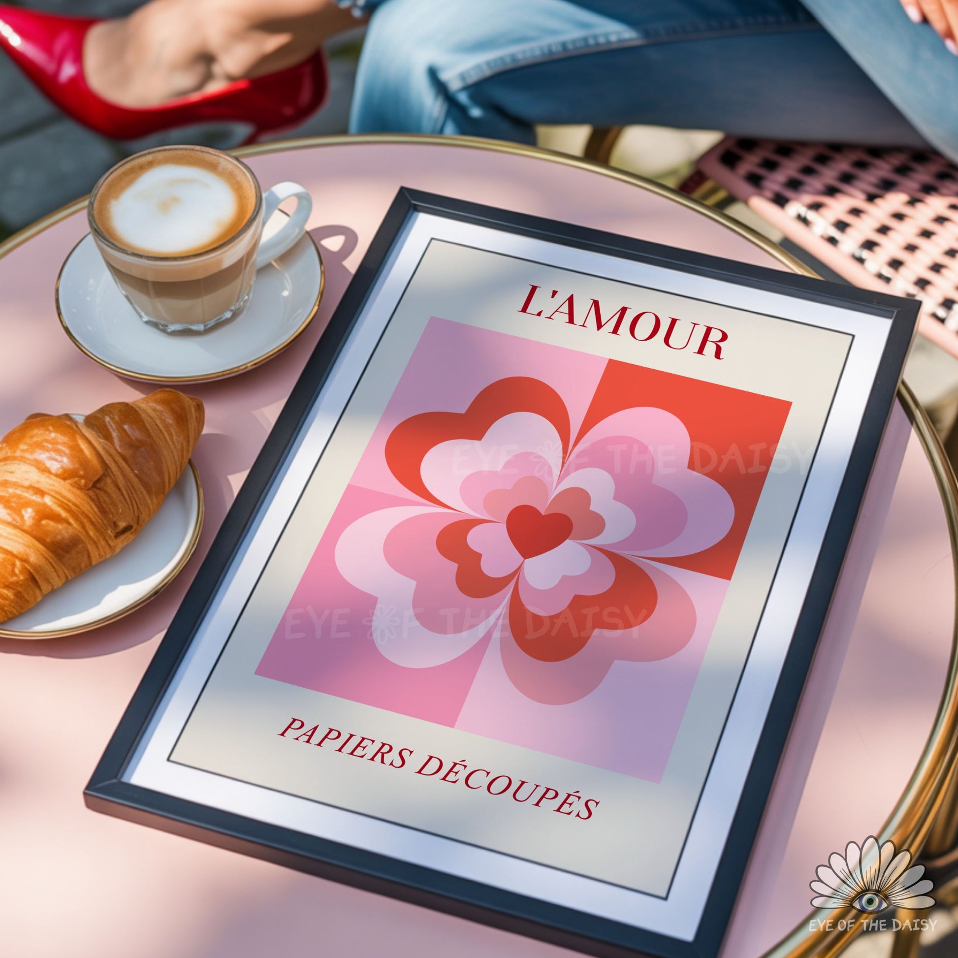 Romantic red and pink L’Amour print digital download for anniversaries, Galentine’s decor or bedrooms