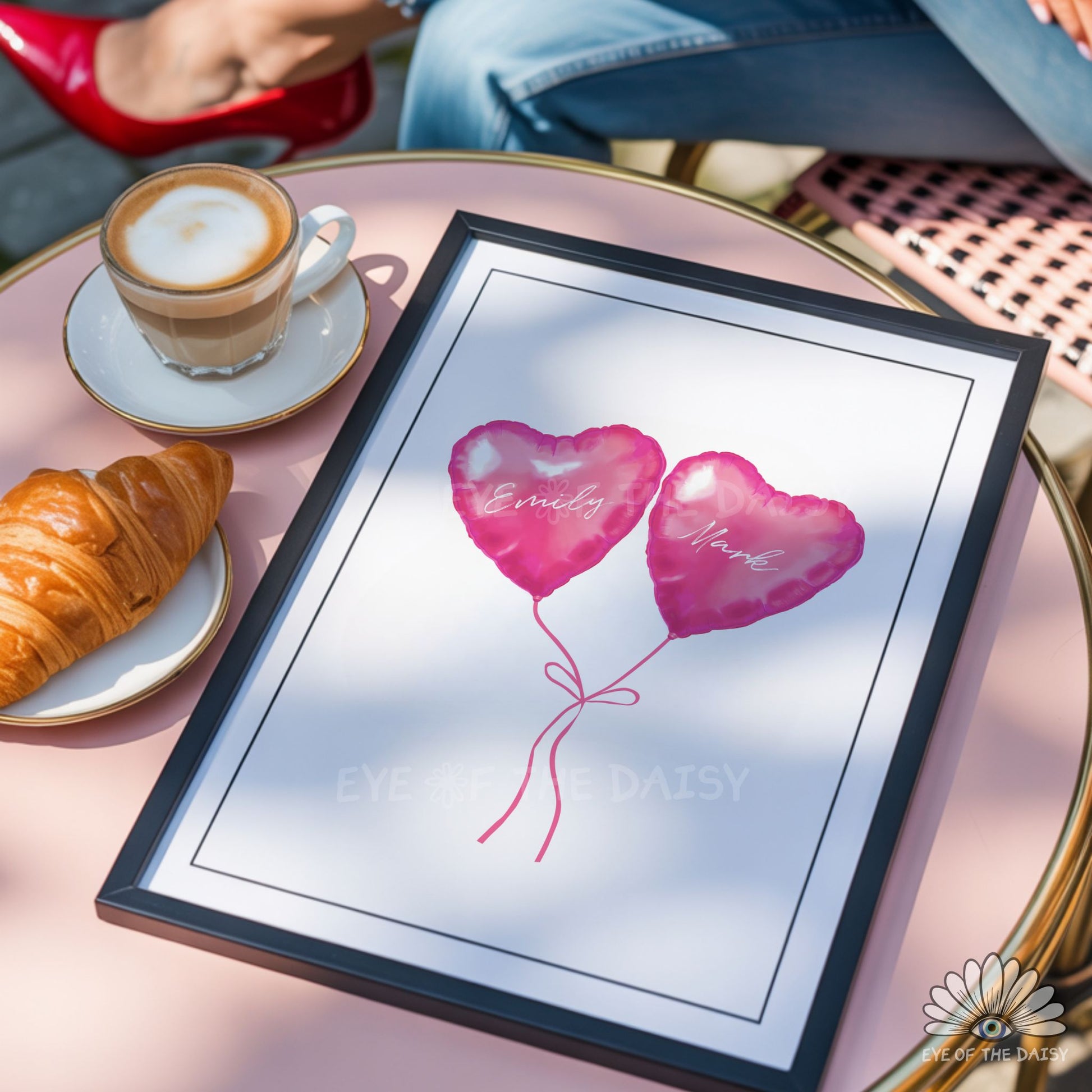 Custom couples art print digital download, gallery wall print or dopamine decor for Valentine’s Day or birthdays