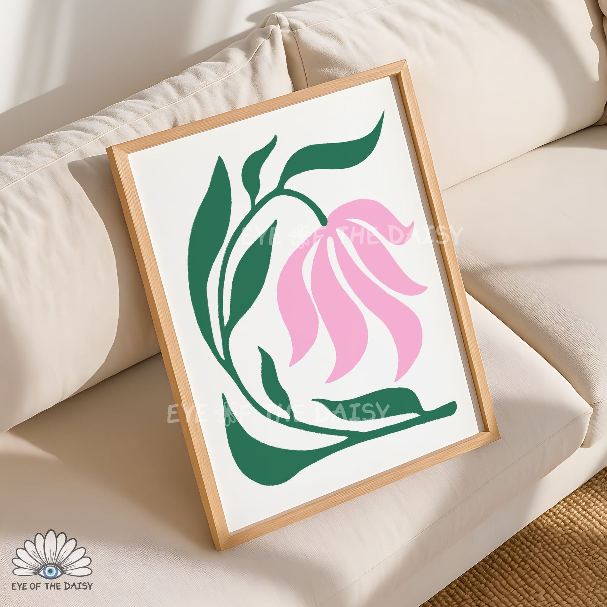 whimsical pink botanical poster printable, dreamy dopamine decor artwork for girls bedroom decor