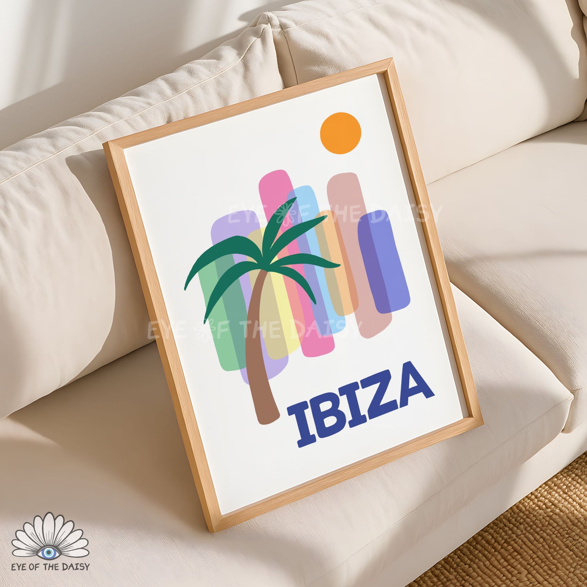 Dopamine decor Ibiza print, digital download Ibiza printable wall art for boho room decor