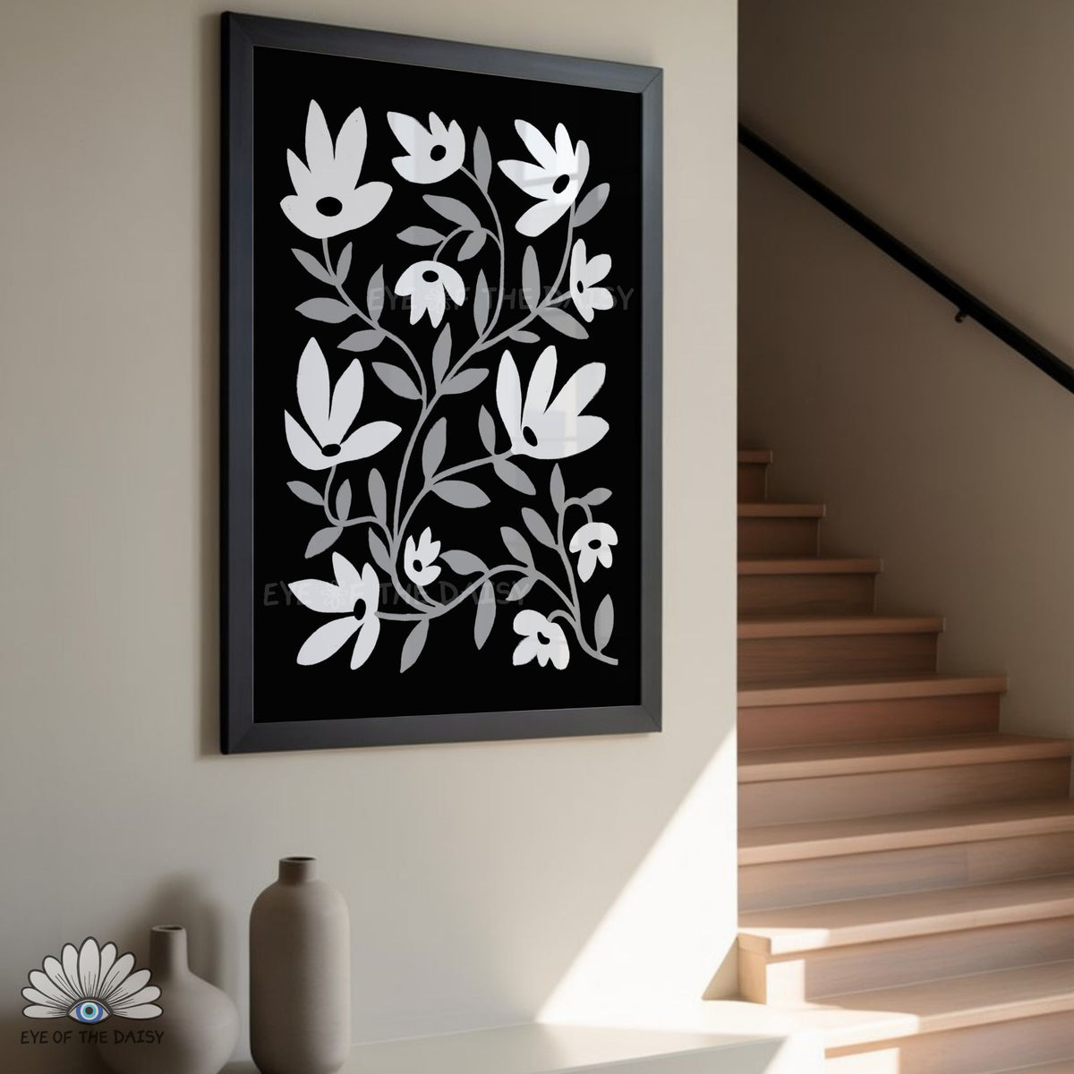 Black and white abstract printable poster, modern wall art for home office, studio, or apartment gallery wall