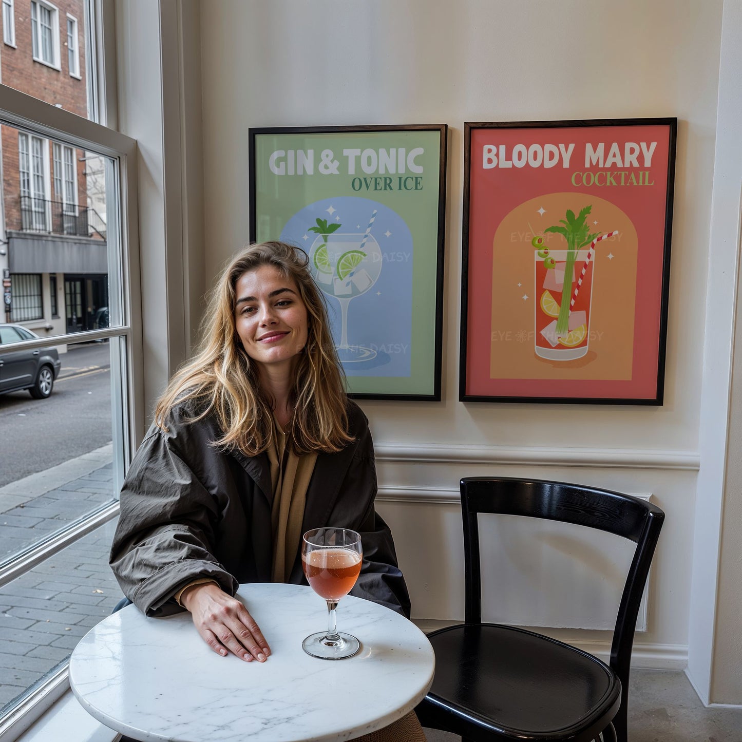 Bloody Mary poster printable – fun typography cocktail art for trendy apartments or home entertaining spaces