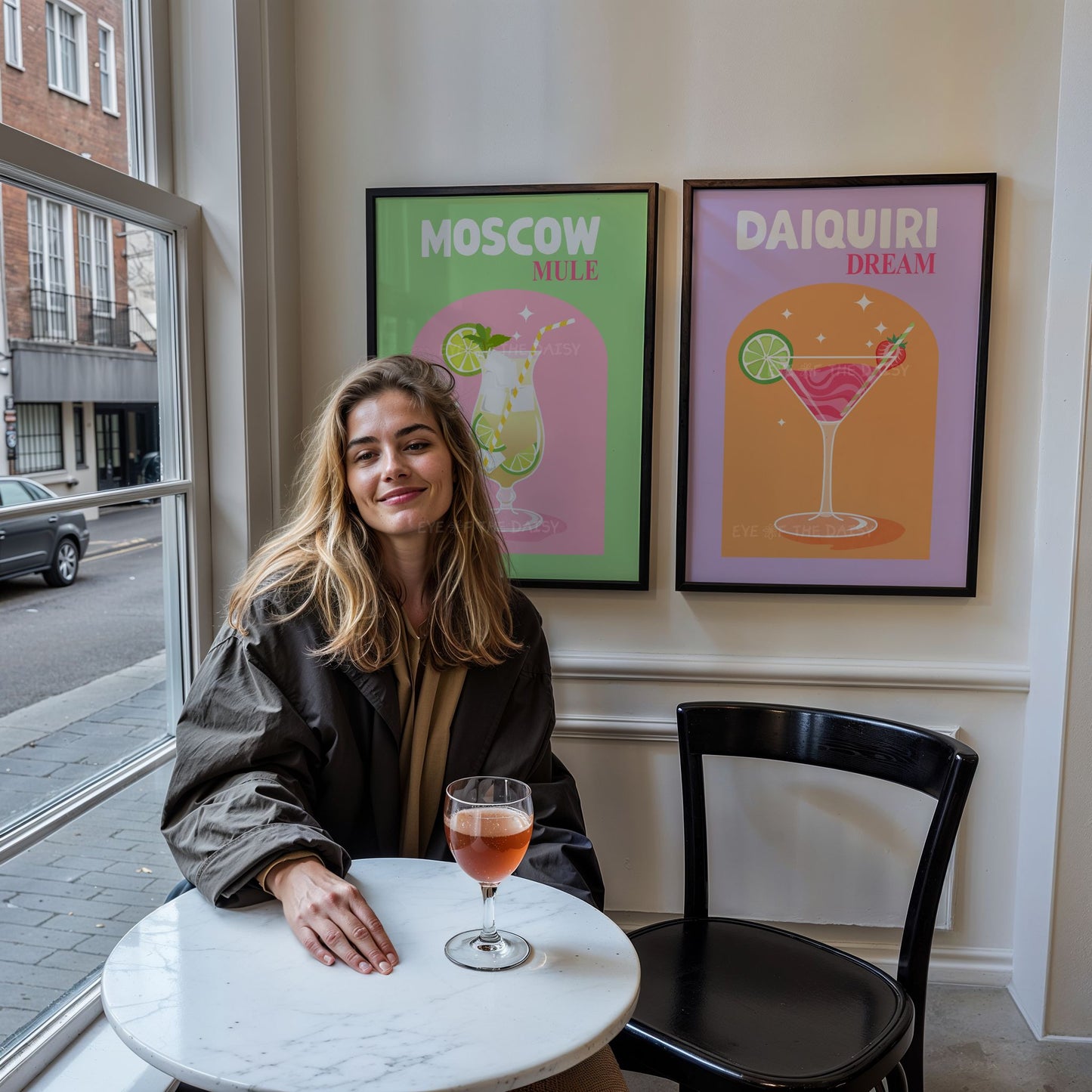 Daiquiri cocktail wall print in vibrant colors, retro-style digital download for dorm or college room bar cart or fun gallery wall