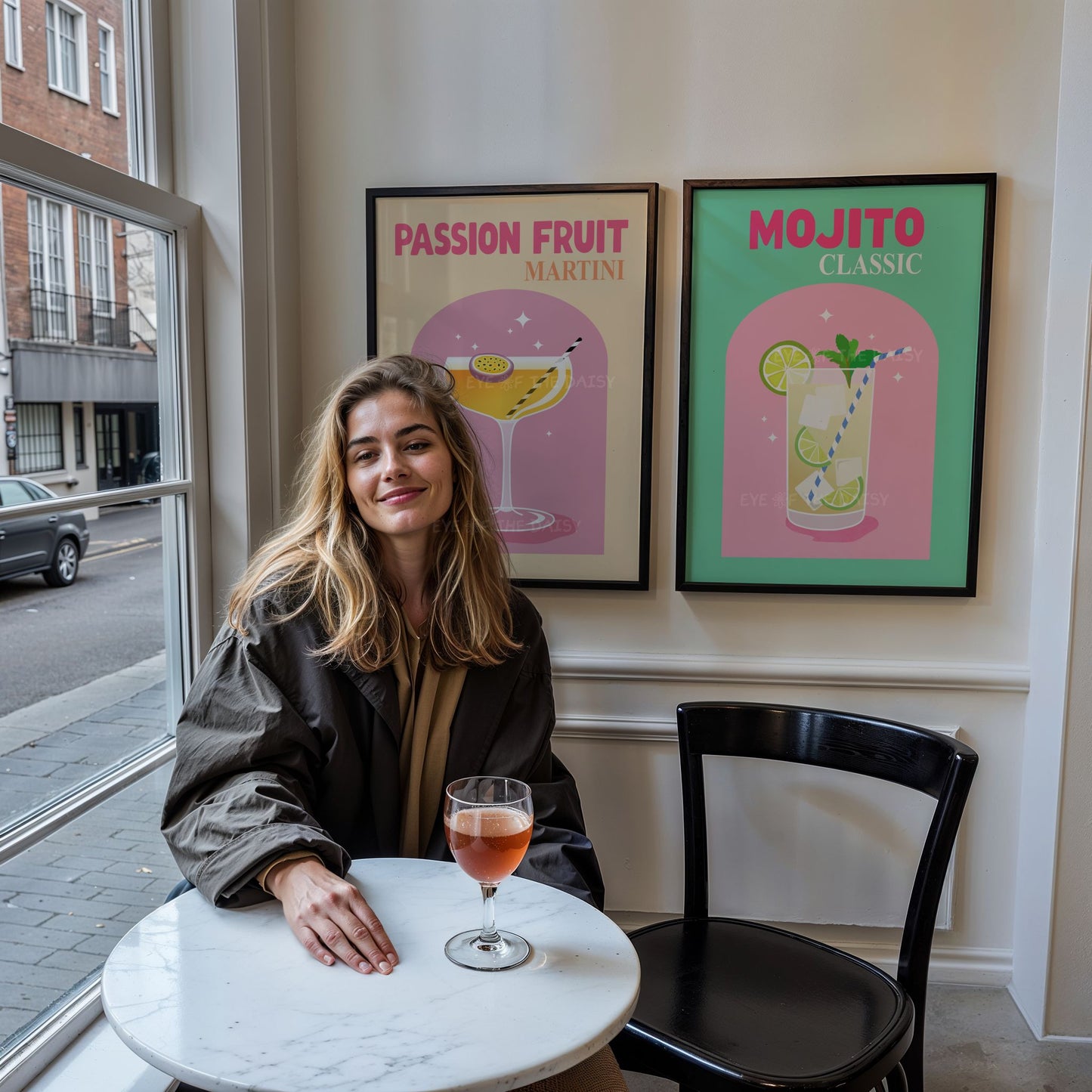 Trendy Mojito cocktail wall art, bold and colorful digital download for bar cart decor or modern home bar gallery wall setup