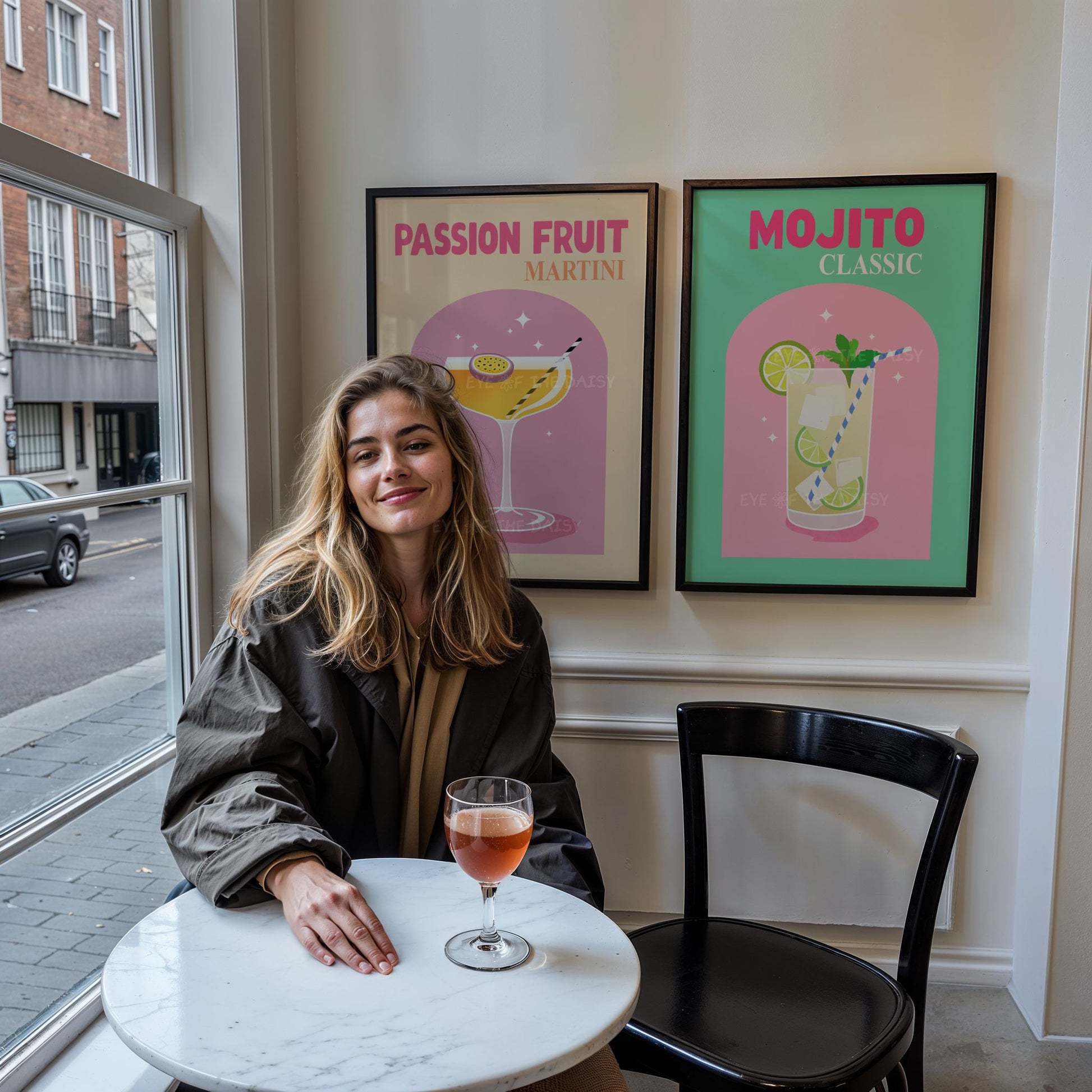 Trendy Mojito cocktail wall art, bold and colorful digital download for bar cart decor or modern home bar gallery wall setup