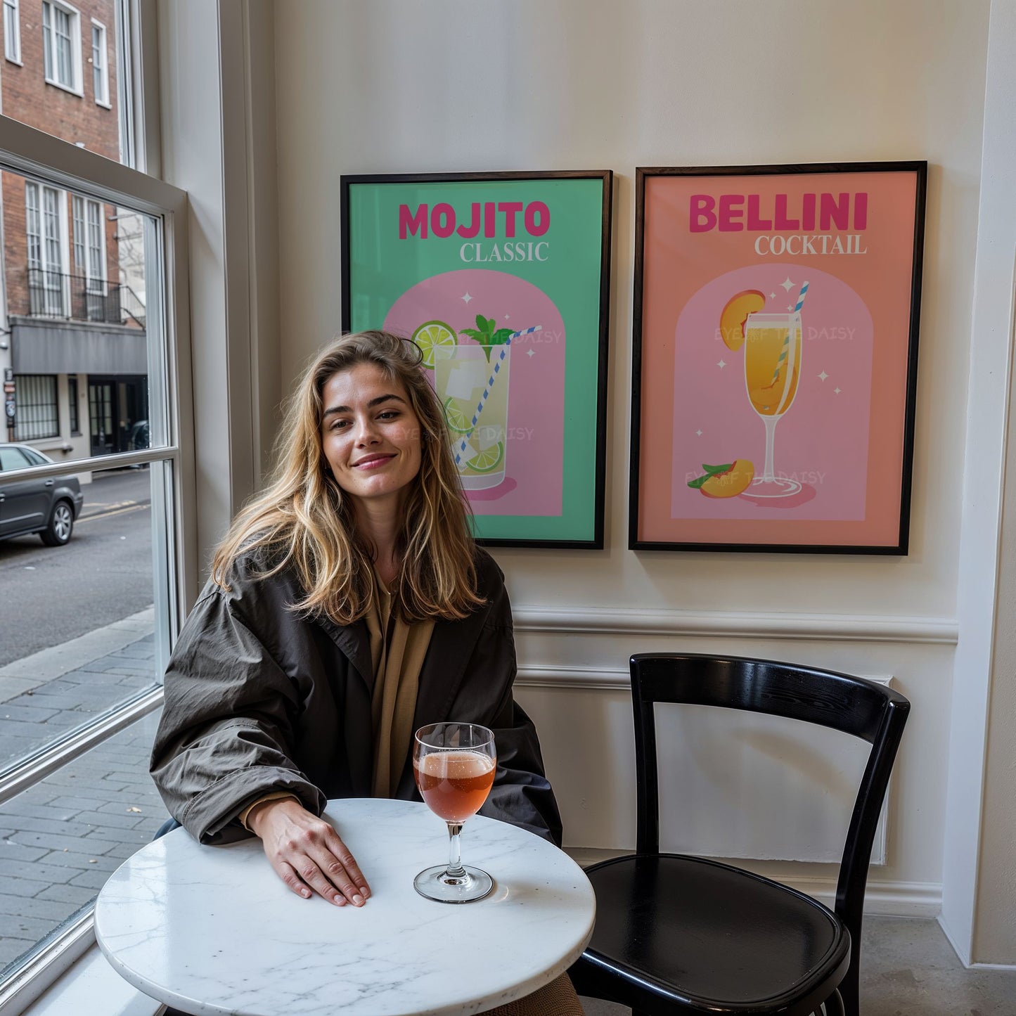 Bellini cocktail print – trendy downloadable art, retro cocktail sign perfect for party decor, event signage, or vibrant brunch celebrations