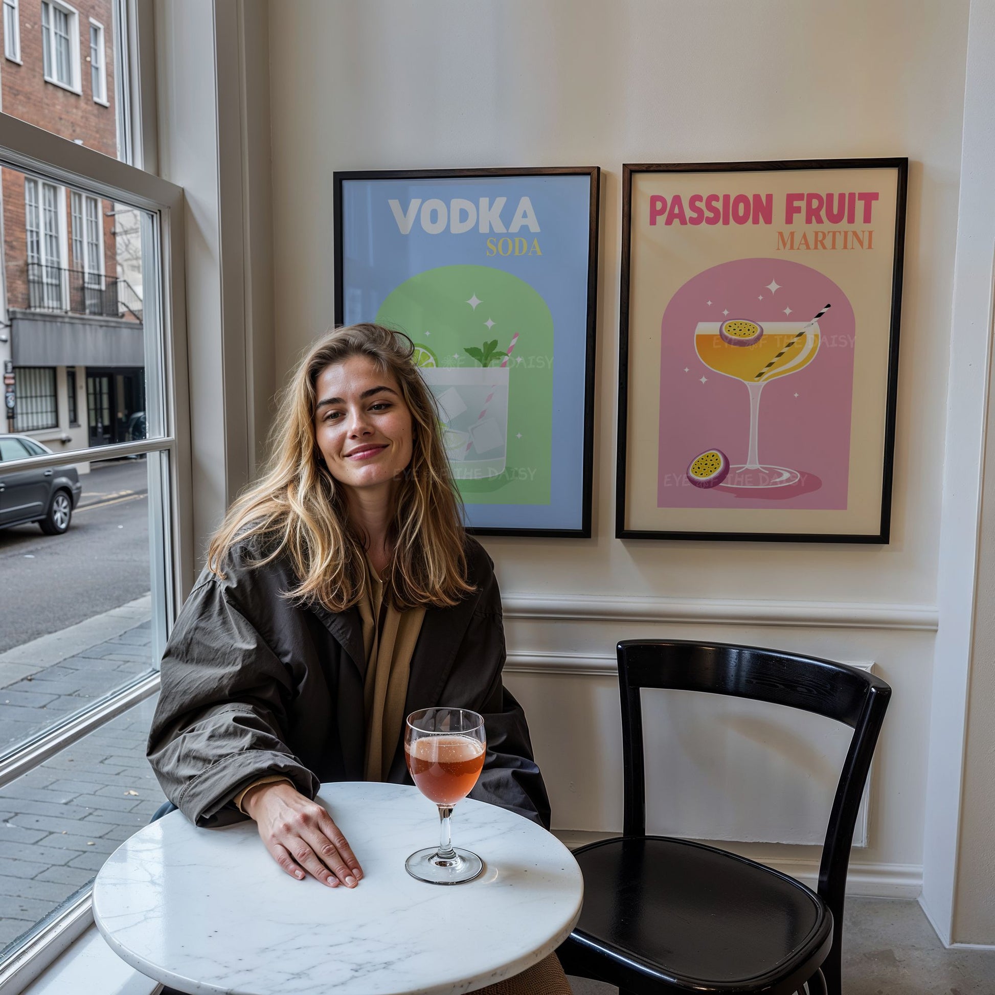 Passion Fruit Martini cocktail print for dorm room or college bar, printable retro drink poster digital download for fun wall decor