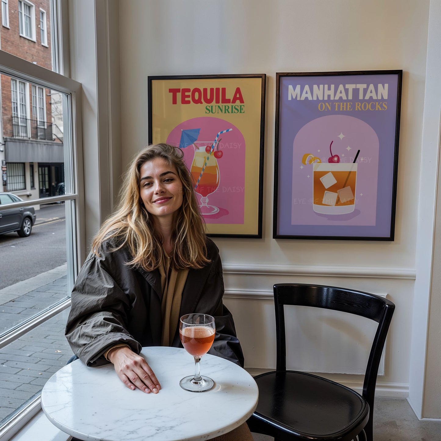 Manhattan cocktail printable wall art – bright retro poster digital download for bar cart DIY wall decor and entertaining spaces