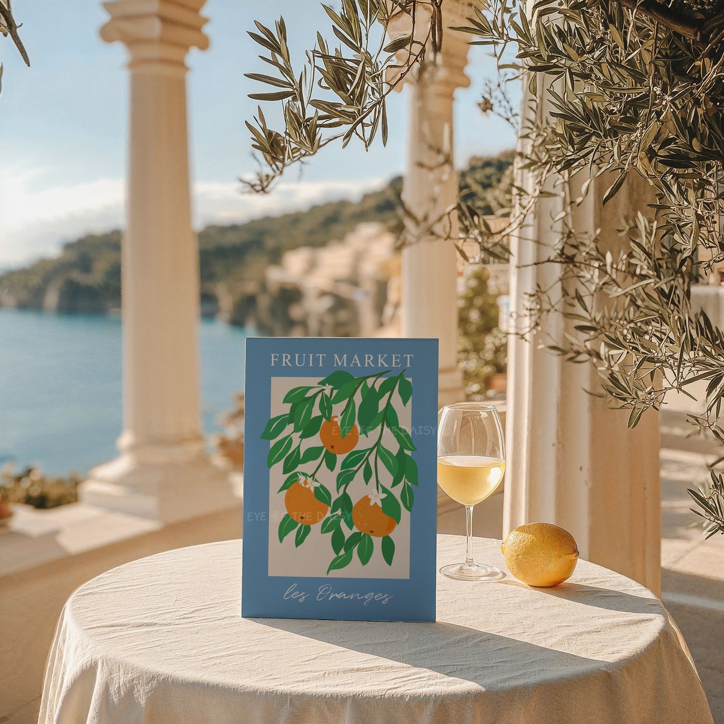 Bold abstract orange tree poster – Les Oranges Fruit Market print digital download, perfect for boho or summer rental wall decor