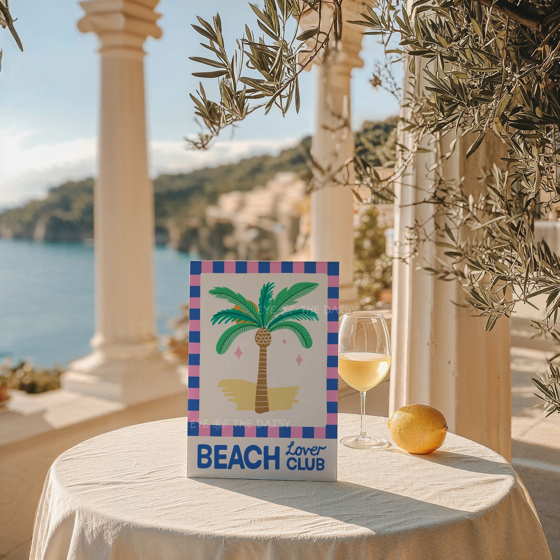 Funny Beach Lover Club poster printable wall art for vibrant beachy summer rental decor and coastal print